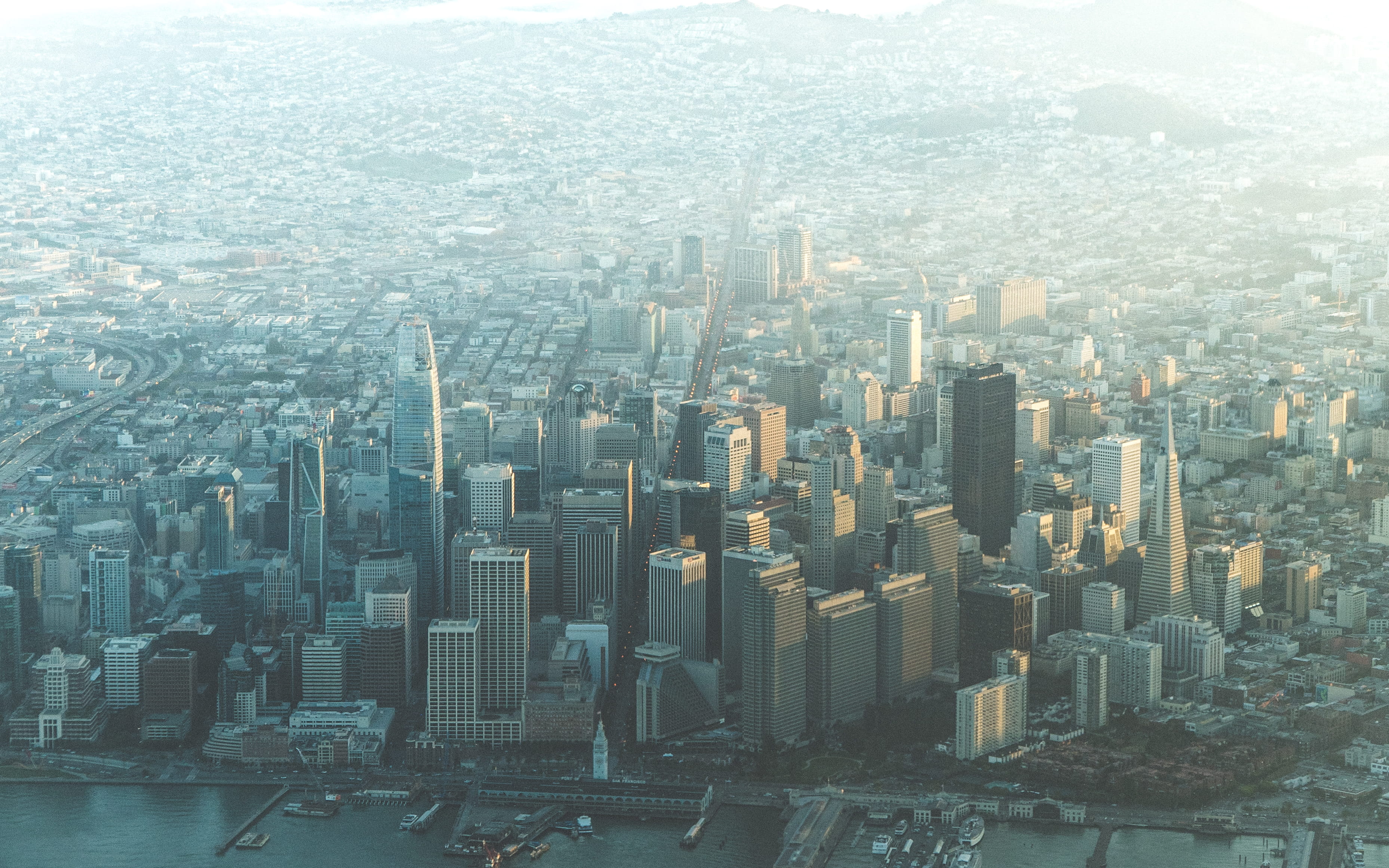 buildings, financial district, city, adventure, 2K, nature, sunset, tall - high, trip, outdoors, california, city life, architecture, sanfrancisco, day, HD Wallpaper