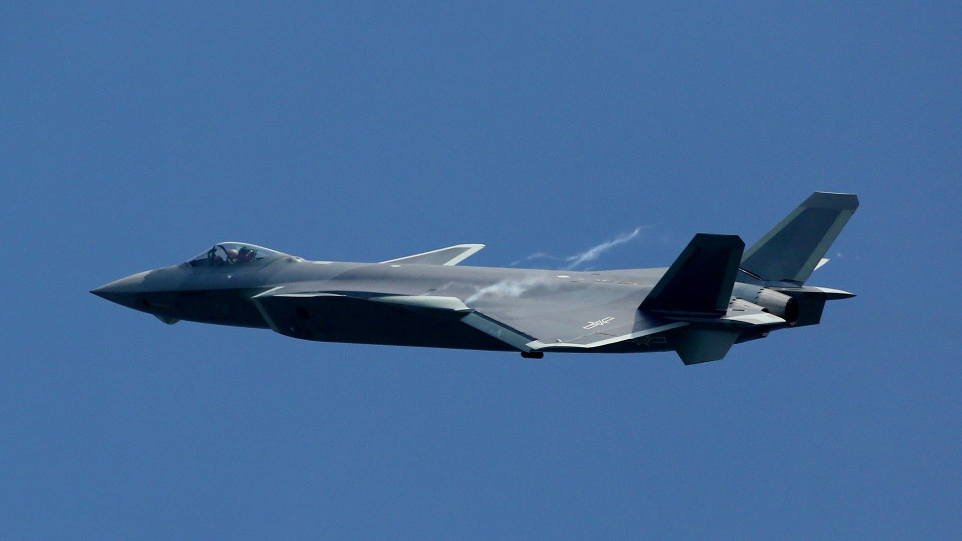 military aircraft, military, stealth, sky, military airplane, mode of transportation, j20, 1080P, on the move, air vehicle, nature, clear sky, fighter plane, HD Wallpaper