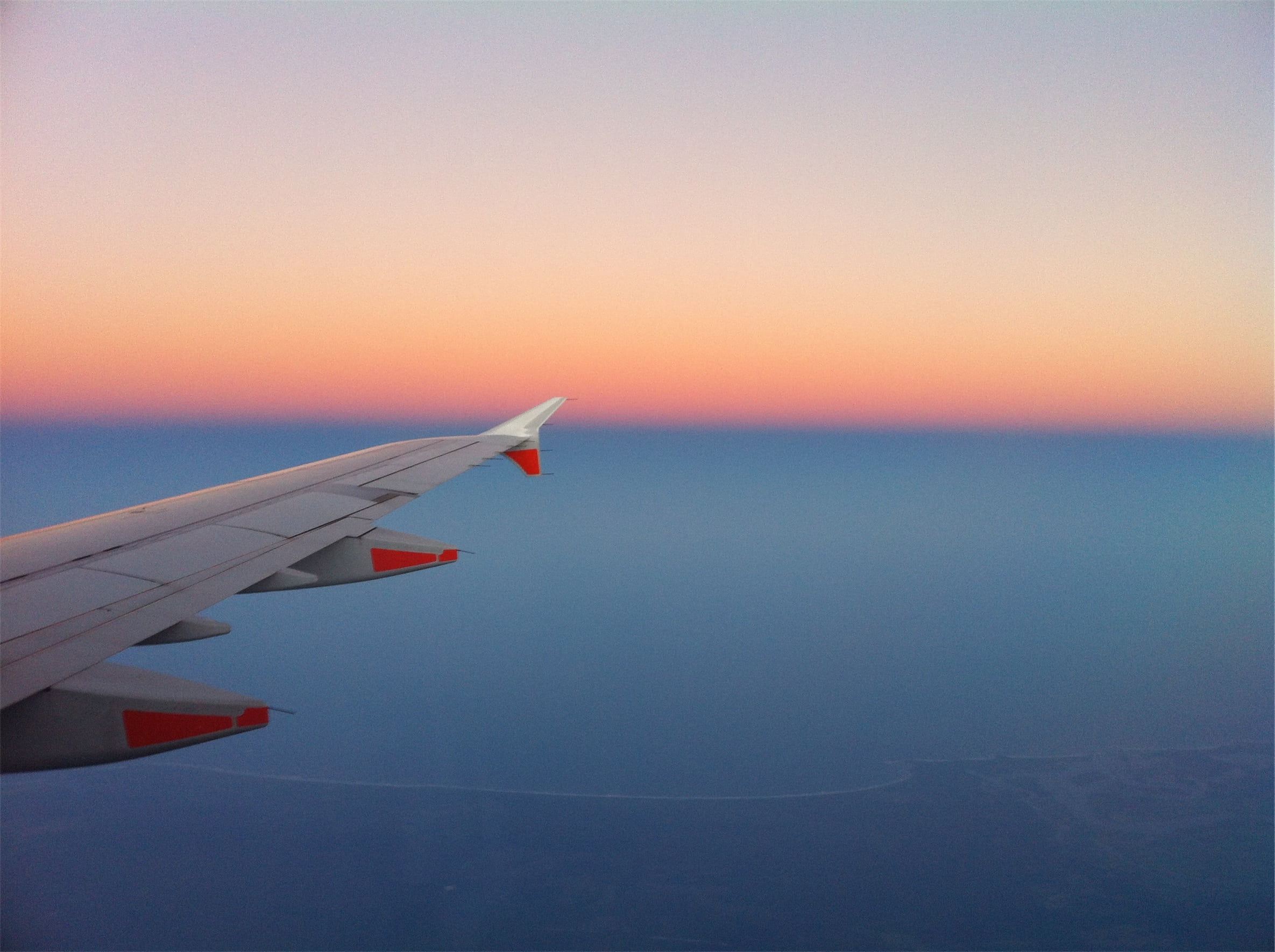 horizon, nature, flying, travel, airplane, sky, scenics - nature, right, sunset, no people, mode of transportation, journey, view, transportation, flight, HD Wallpaper