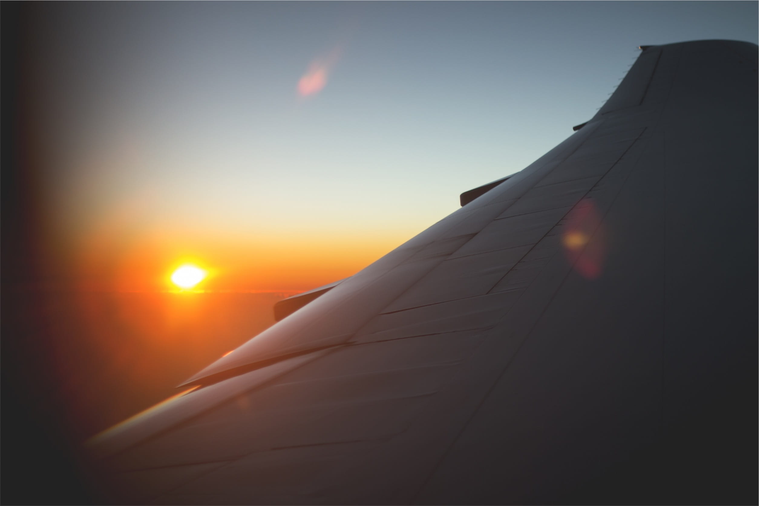 cloud - sky, Travel, air vehicle, Wing, flying, beauty in nature, right, no people, trip, plane, mid-air, outdoors, aerospace industry, journey, Sky, blue, HD Wallpaper