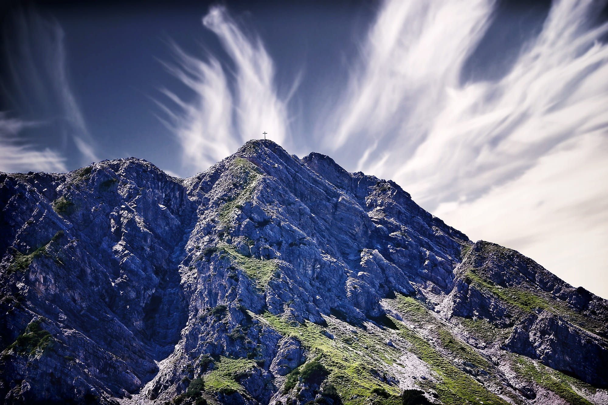 environment, clouds, snow, scenic, landscape, rock, cloud - sky, mountain, cold temperature, no people, winter, summit cross, mountain peak, scenics - nature, HD Wallpaper