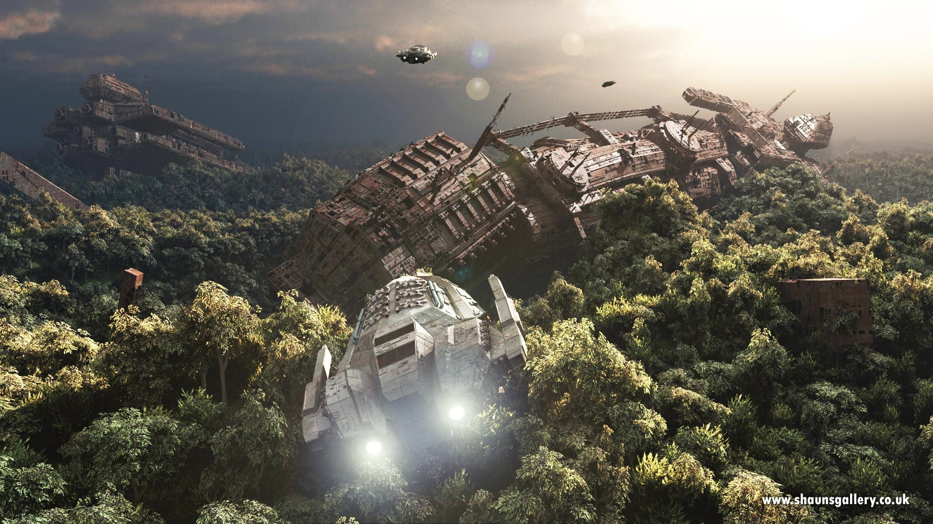blue, blue sky, Trees, planets, space, mountains, starship, art, hd, Clouds, rescue, 1080P, mission, sky, shuttles, HD Wallpaper