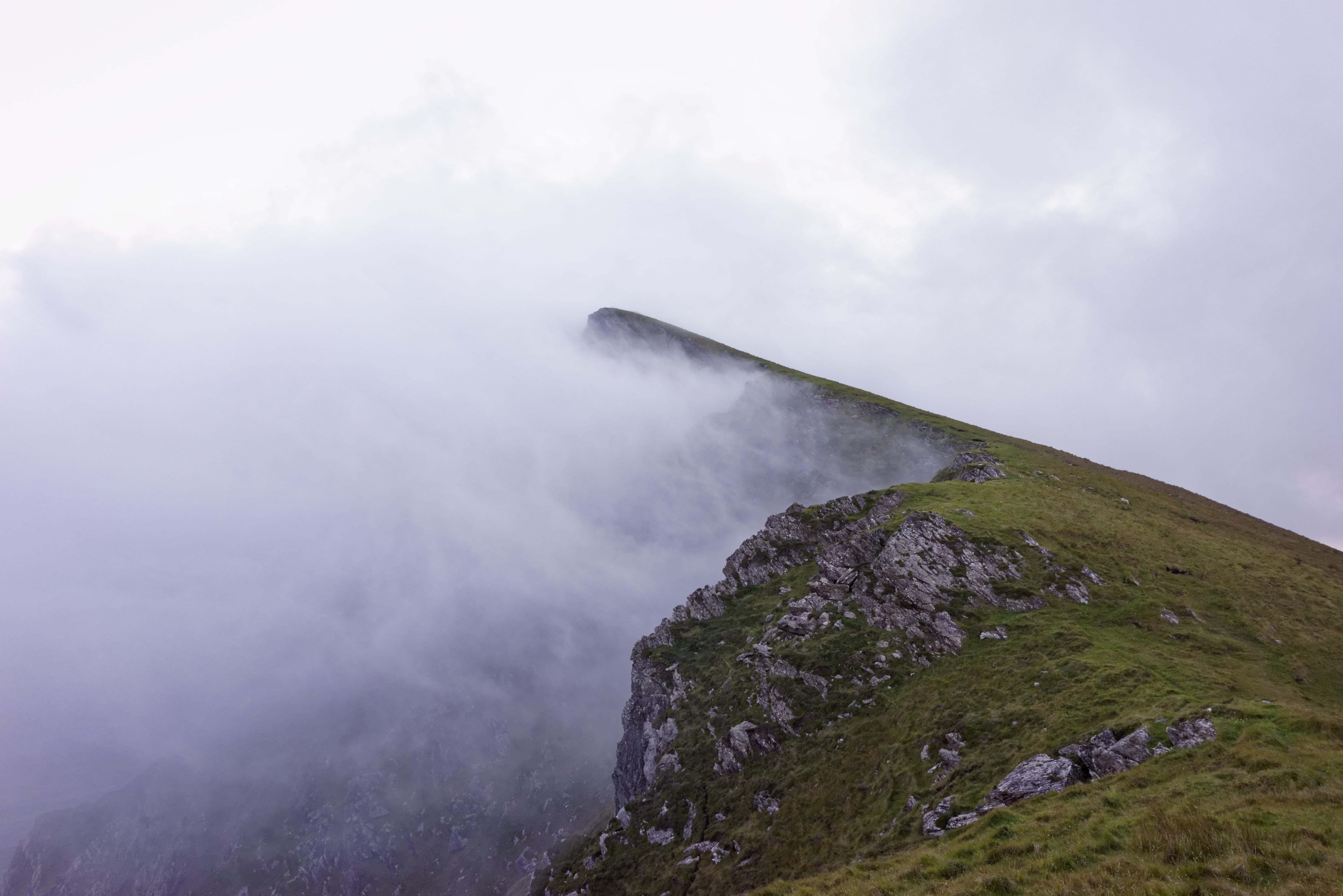 water, mountain peak, nature, scenics - nature, cloud - sky, volcanic crater, idyllic, landscape, power in nature, cloud, environment, mist, land, croaghaun, HD Wallpaper