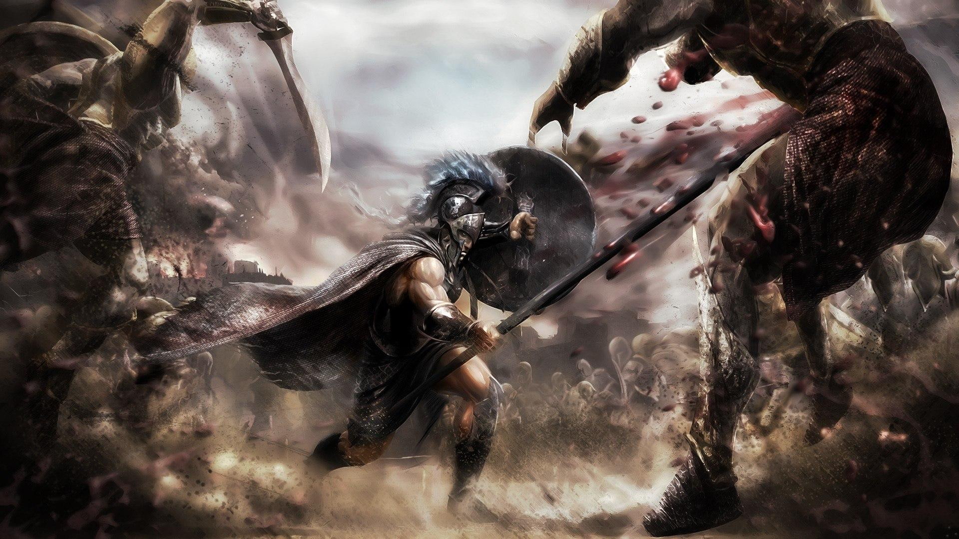 artwork, fantasy, troy, greece, warrior, 1080P, HD Wallpaper