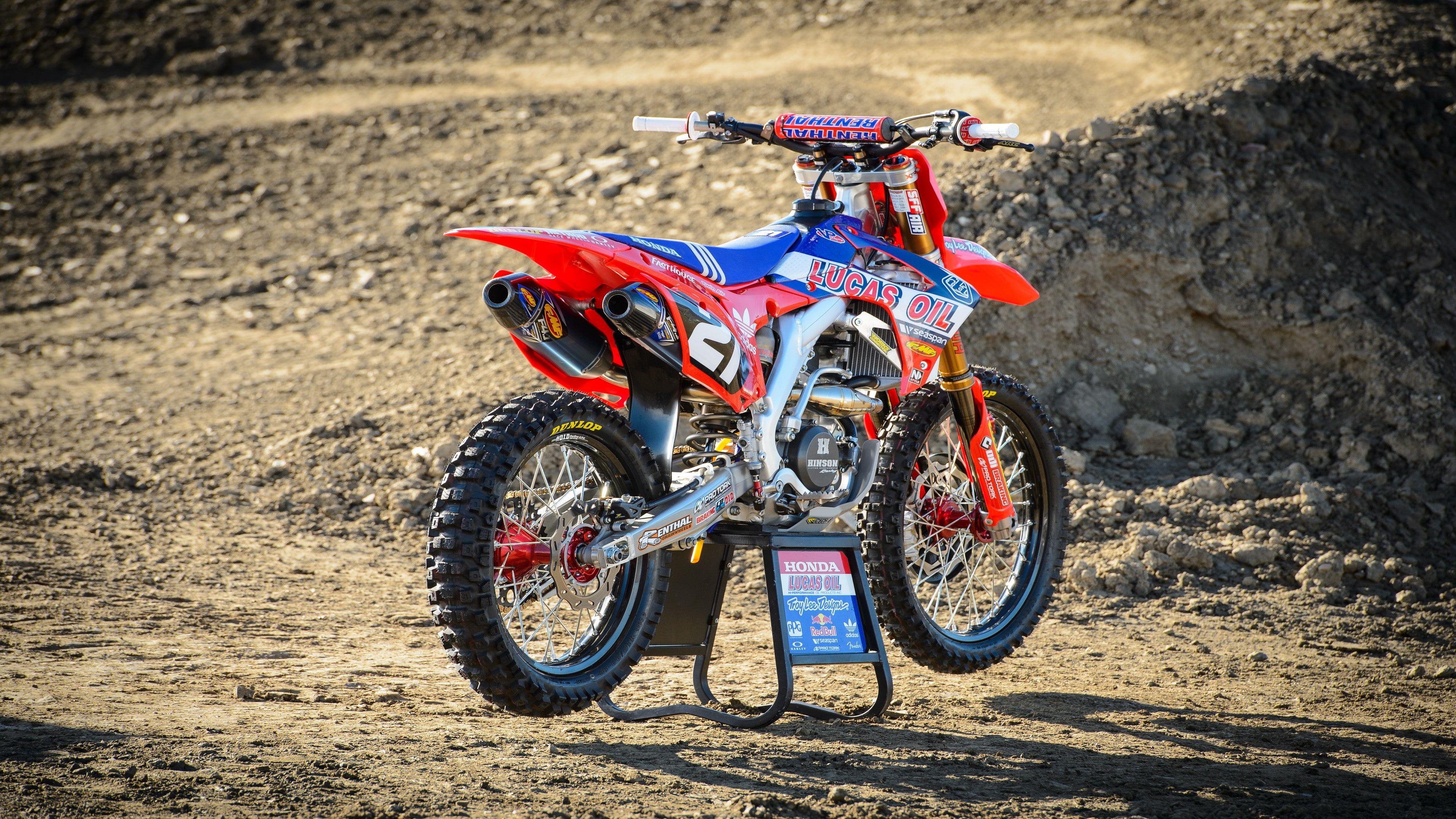Troy Lee, land, transportation, sunlight, Dirt Bikes, headwear, one person, riding, ride, land vehicle, mud, honda, dirt road, road, motorcycle, wheel, HD Wallpaper