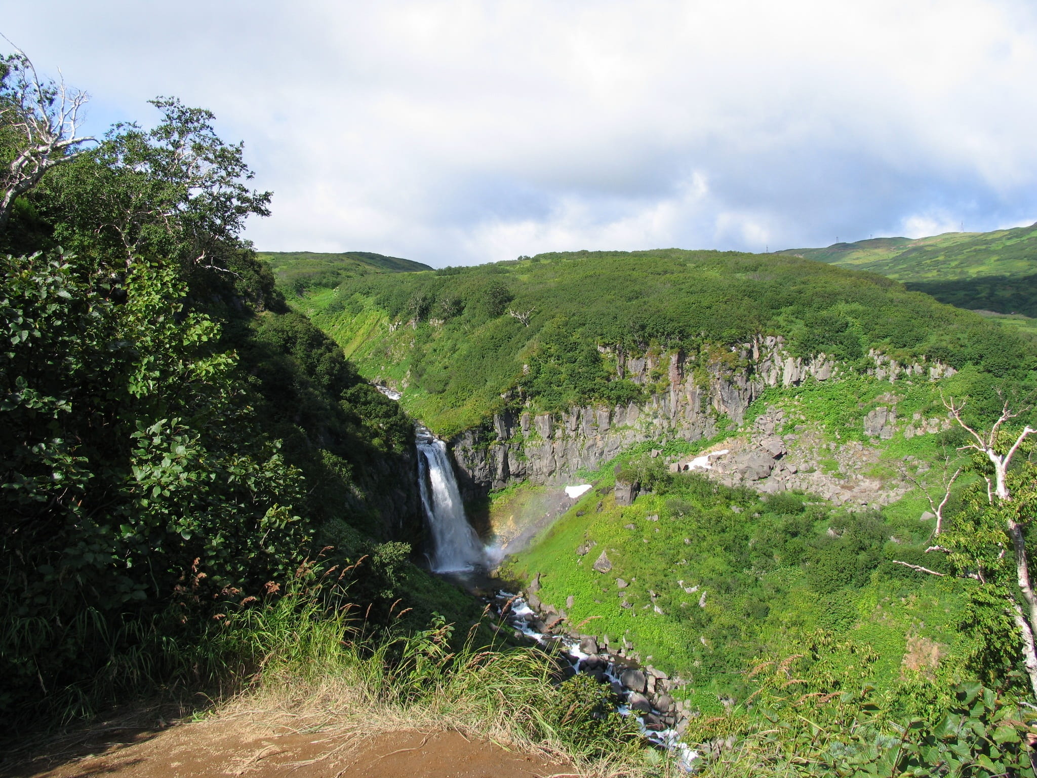 journey, landscape, nature, flowing, environment, spillway, no people, 1080P, mountain stream, tourism, forest, cloud - sky, kamchatka, plant, tree, green color, HD Wallpaper