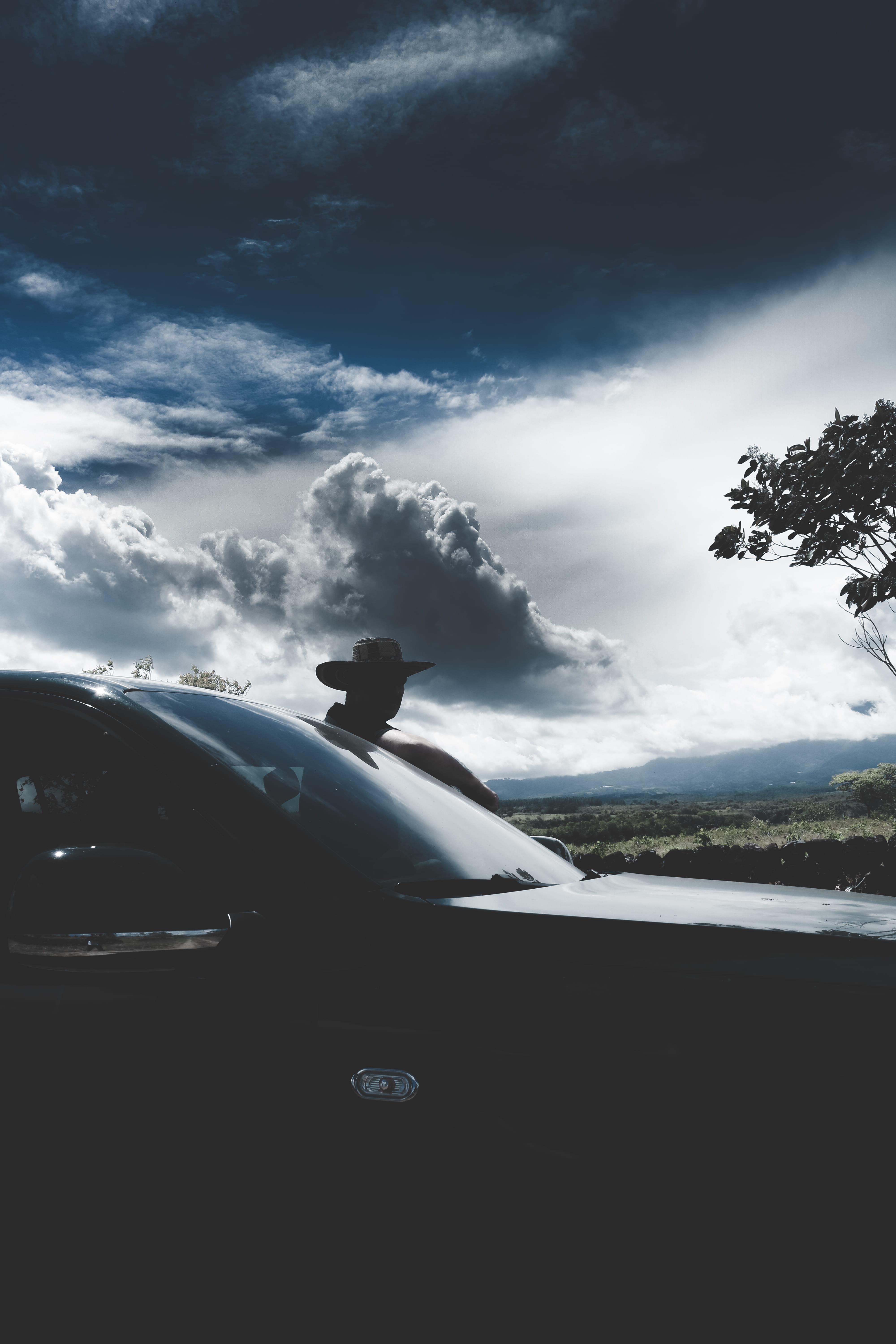 cloud - sky, clouds, mood, vertebrate, car, concept, volkswagen, wanderlust, no people, sky, transportation, 5K, dark, silhouette, panama, los molinos, Phone HD Wallpaper
