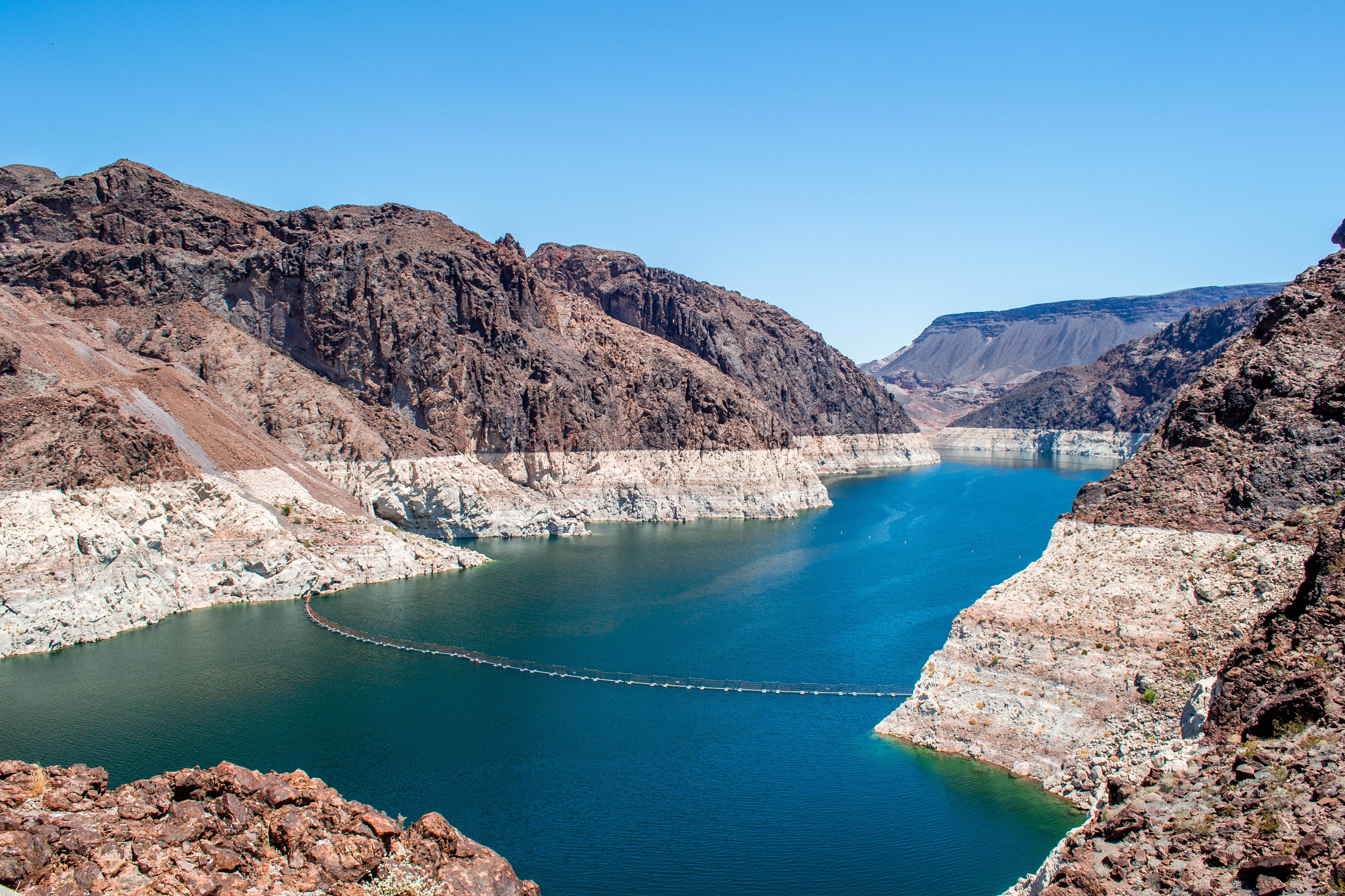 idyllic, blue, 4K, no people, beauty in nature, tranquility, outdoors, travel destinations, nature, turquoise colored, scenics - nature, Hoover Dam, dam, HD Wallpaper
