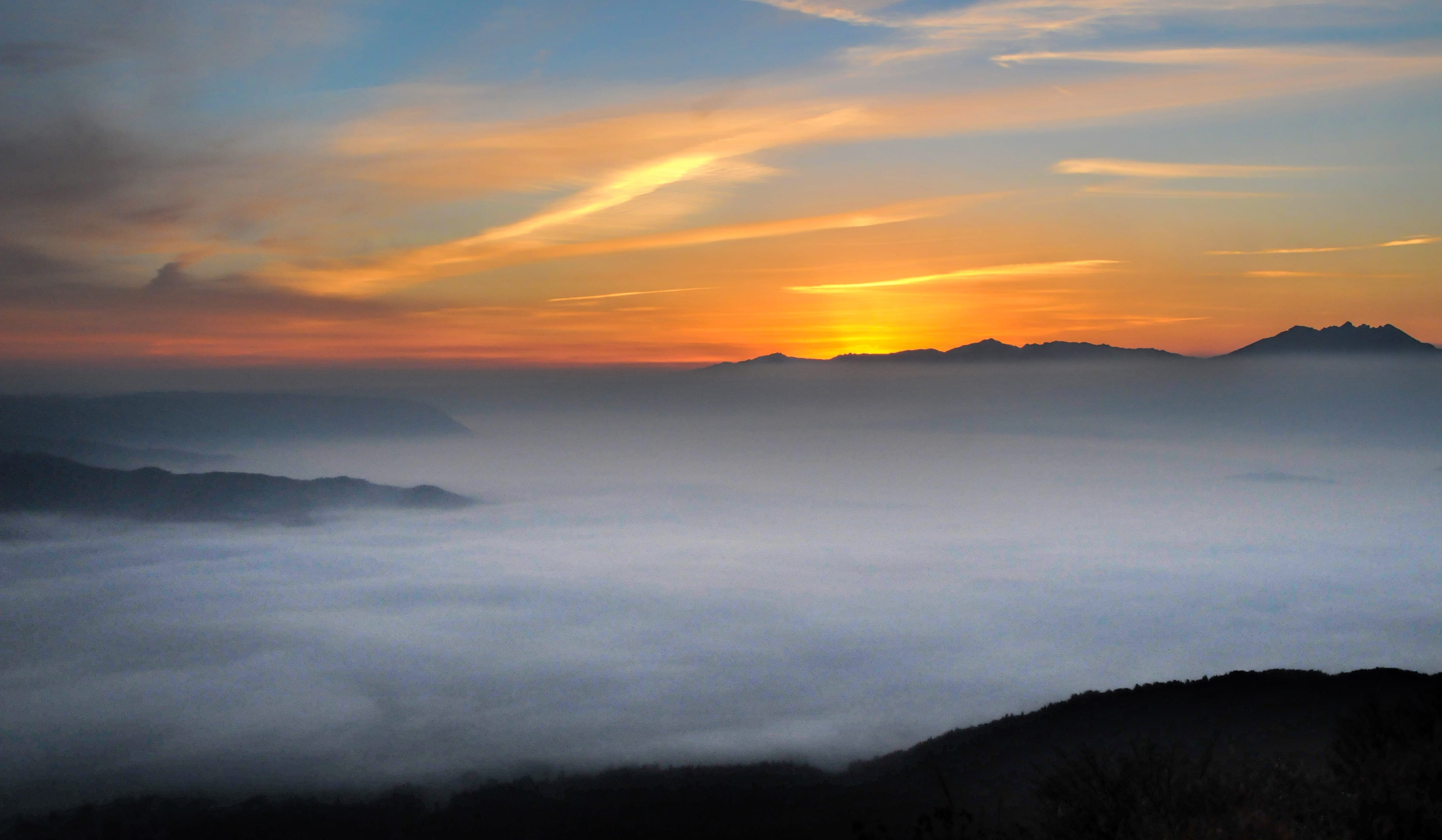 sea of clouds, water, scenics - nature, cloud - sky, sky, beauty in nature, majestic, tranquil scene, nature, 4K, asahi, volcano, sea, outdoors, tranquility, HD Wallpaper
