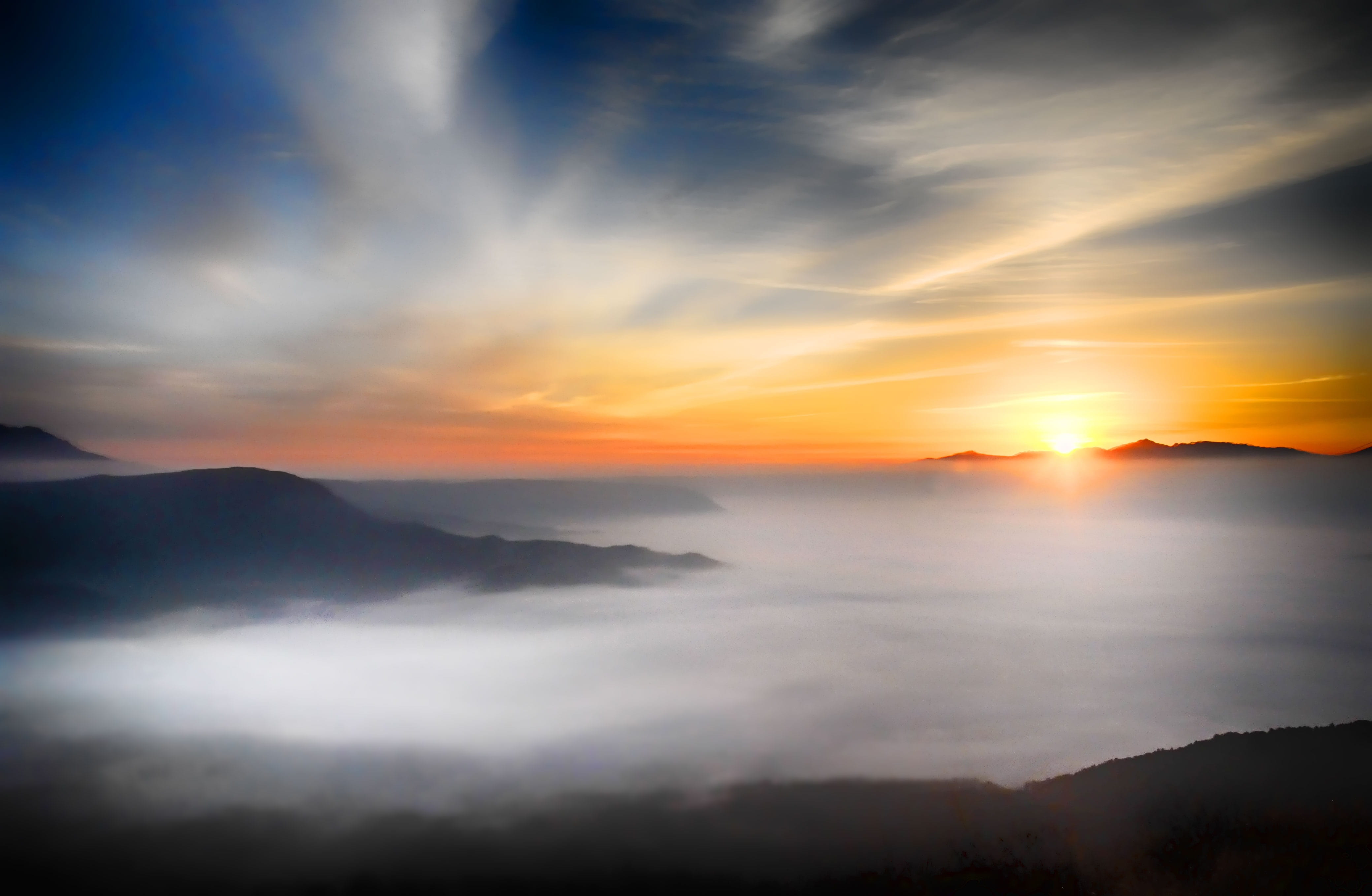 kumamoto, reflection, sea of clouds, cloud - sky, environment, idyllic, sun, beauty in nature, tranquil scene, outdoors, asahi, somma, sky, water, dramatic sky, HD Wallpaper