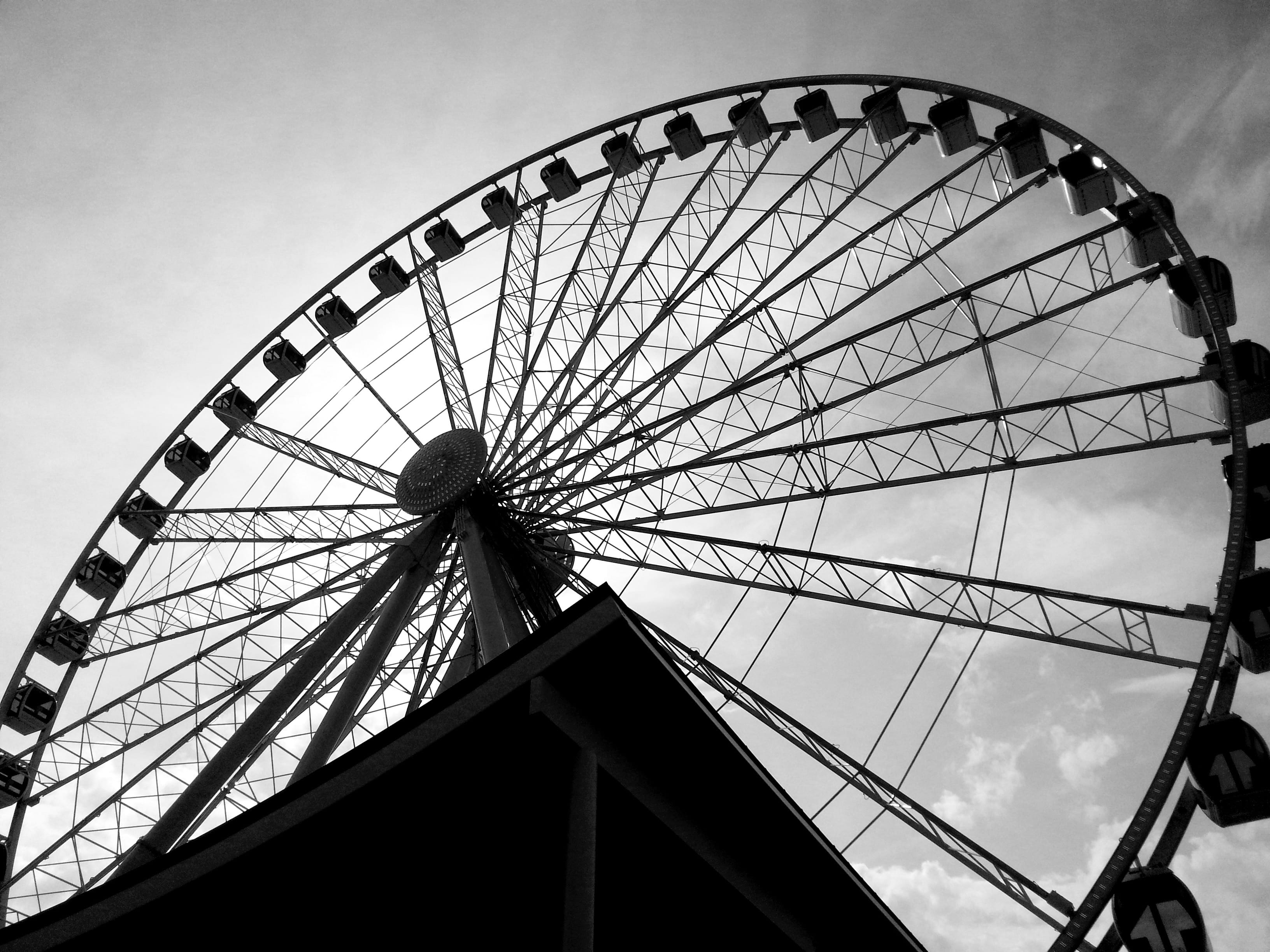 architecture, arts culture and entertainment, spoke, outdoors, amusement park, day, circle, sihouette, pigeon forge, nature, amusement park ride, carnival, HD Wallpaper