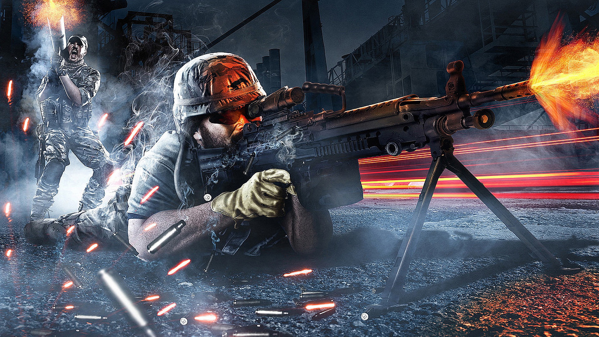 fire, military, bullet, battlefield, weapon, ammo, ammutition, explosion, flame, gun, machine, soldier, warrior, rifle, war, 1080P, HD Wallpaper