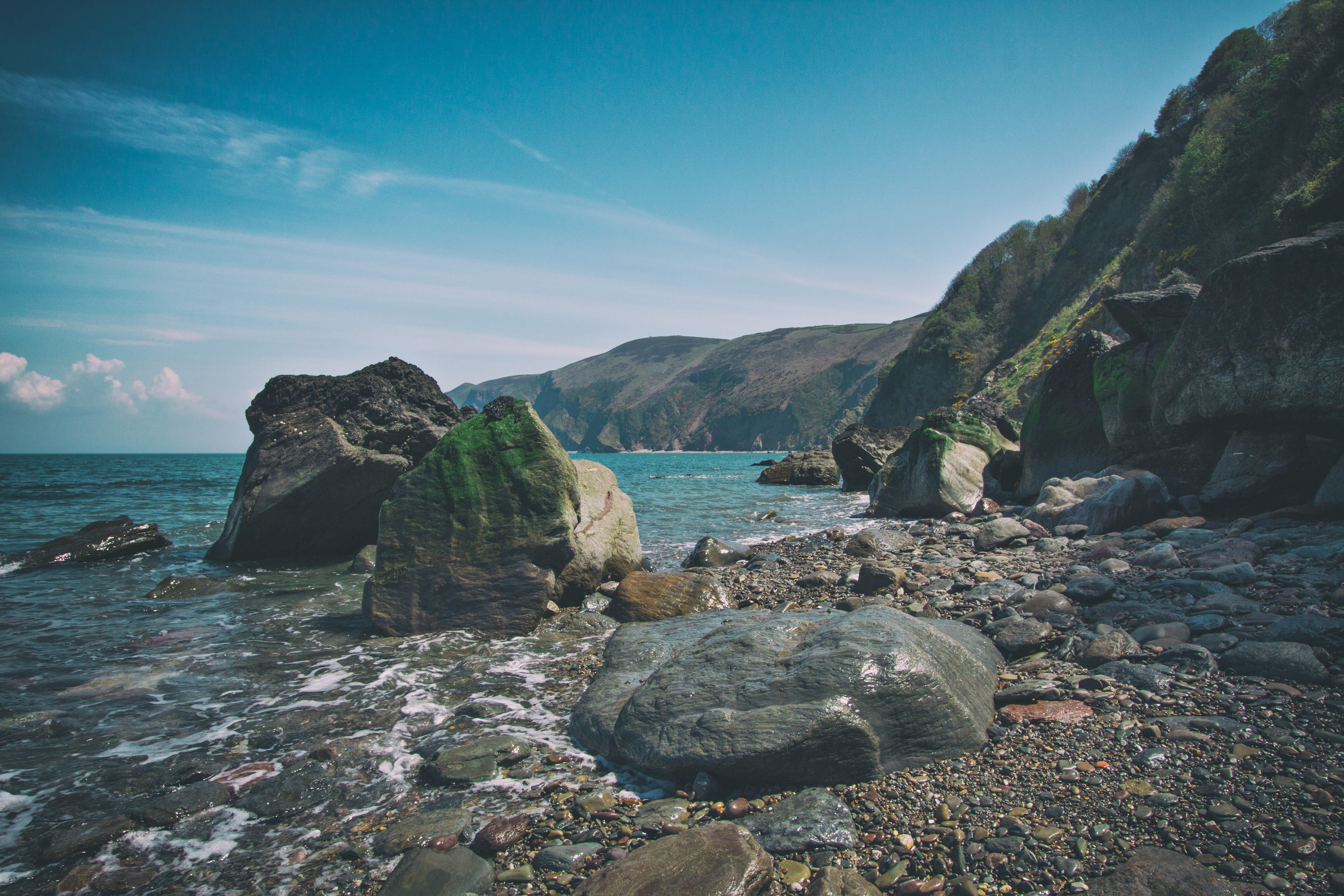 rock - Object, scenics - nature, water, England, landscape, ocean, day, outdoors, rocks, no People, idyllic, tranquility, eroded, beauty in nature, cliff, HD Wallpaper