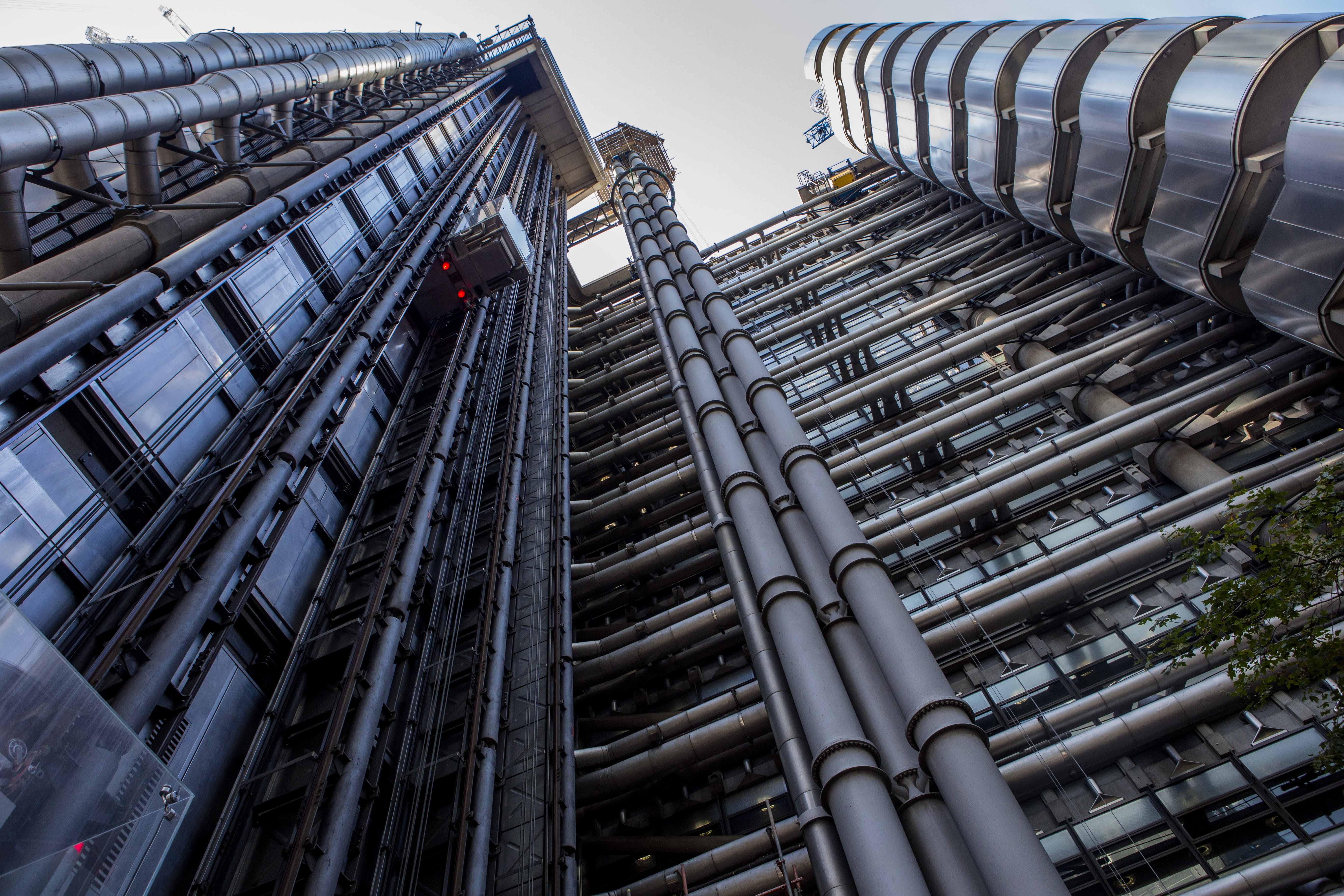 city, silver colored, skyscraper, low angle view, factory, architecture, no people, pipe - tube, built structure, day, street, united kingdom, building exterior, HD Wallpaper