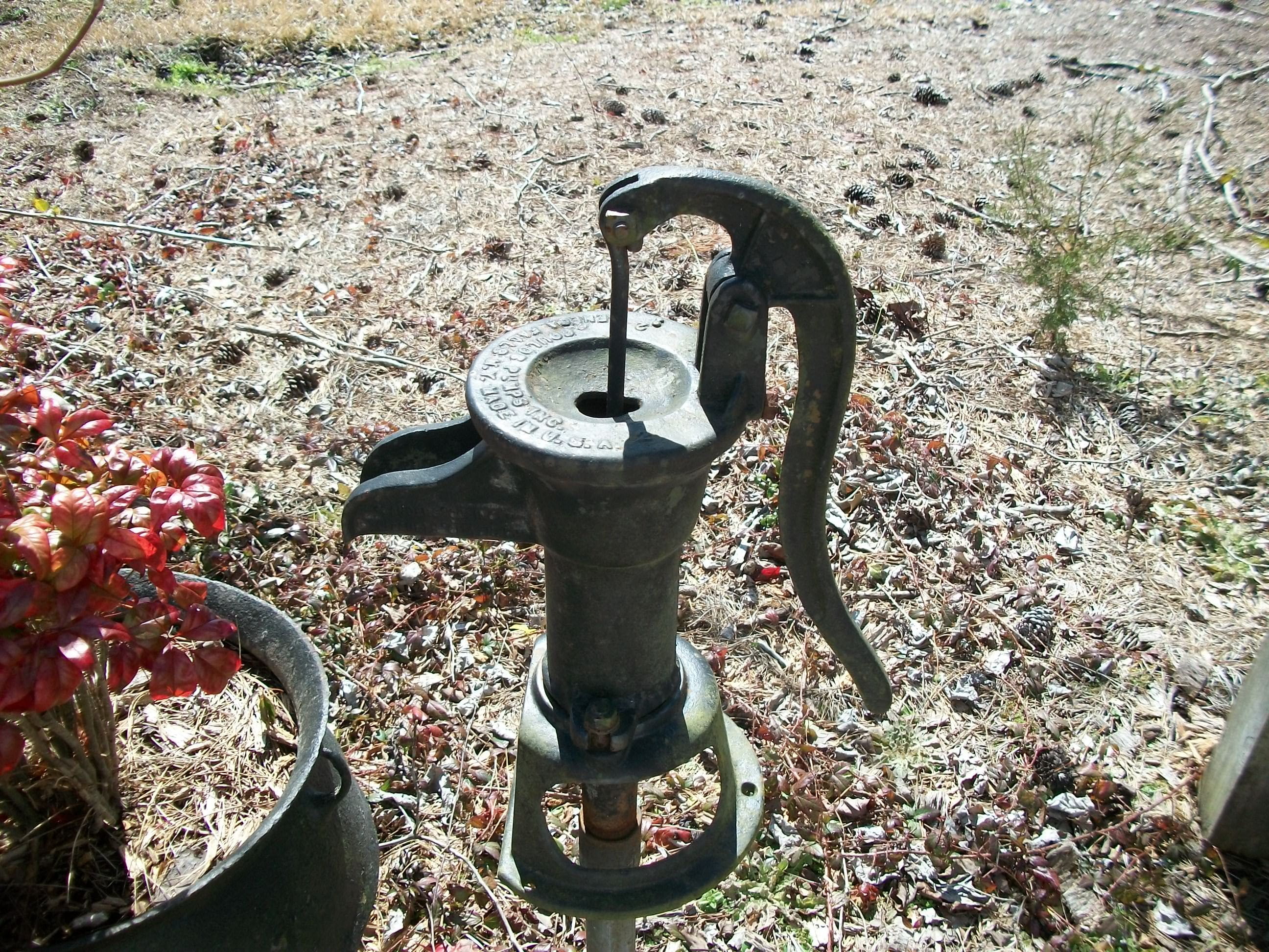 faucet, nature, close-up, Water, no people, plant, manual, water, 2K, pipe, day, hand wells, pump, metal, growth, high angle view, Pump, outdoors, sunlight, HD Wallpaper