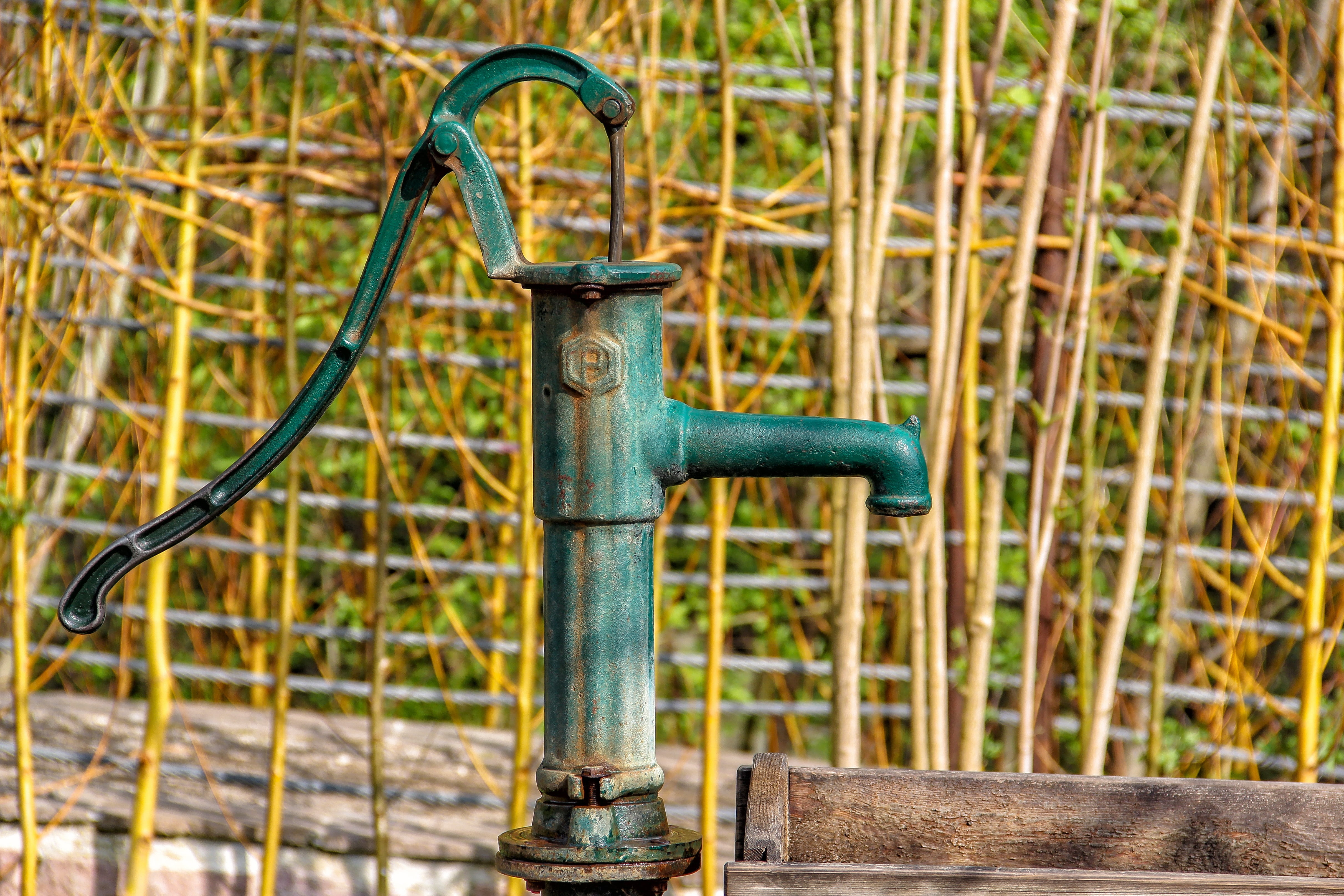 handle, pipe - tube, faucet, water, antique, no people, rusty, pump, bicycle, blue, nature, running water, oil industry, close-up, outdoors, water pipe, HD Wallpaper