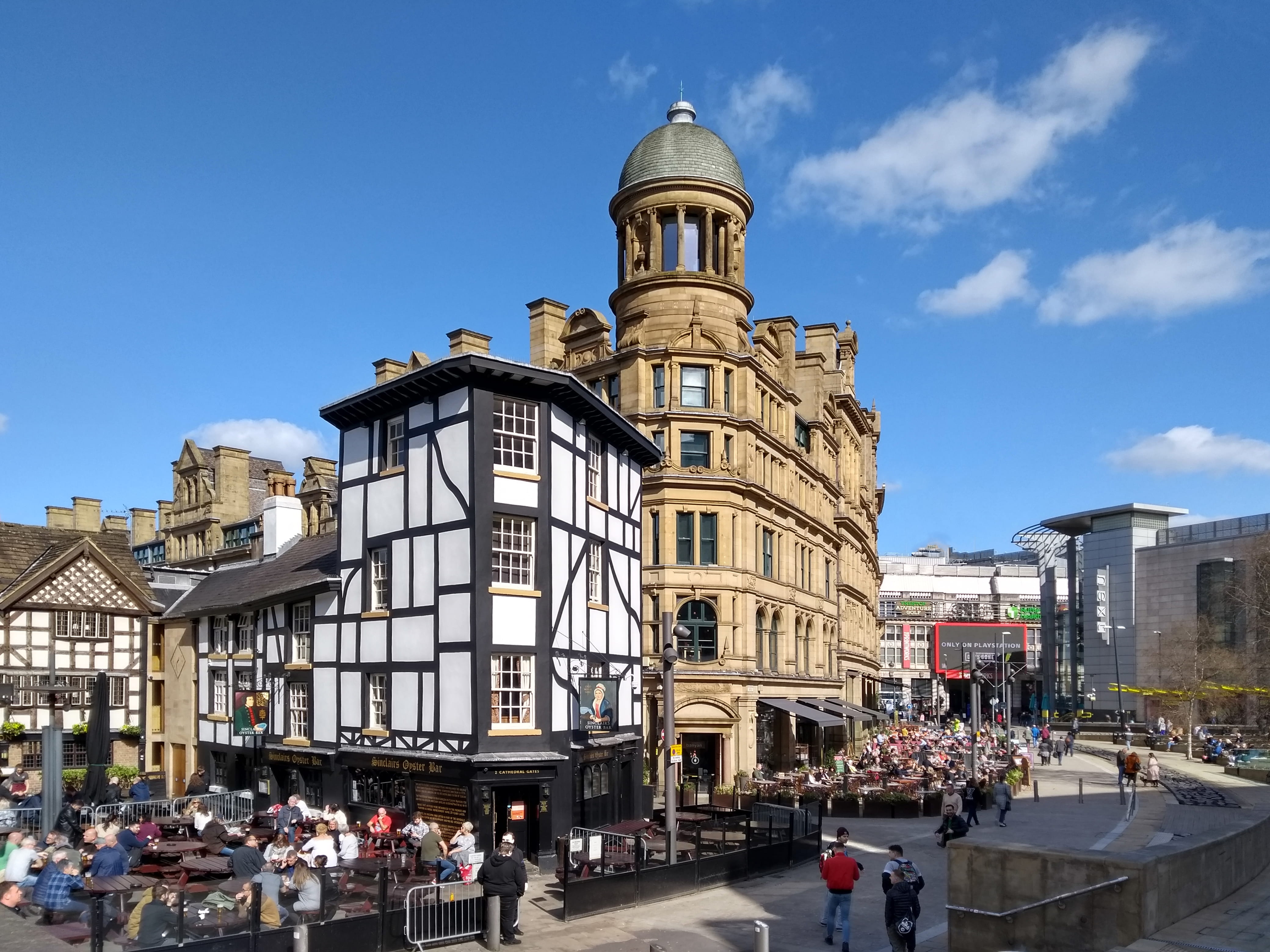 large group of people, real people, the past, architecture, group of people, clock, metropolis, building exterior, lifestyles, travel destinations, greater manchester, HD Wallpaper