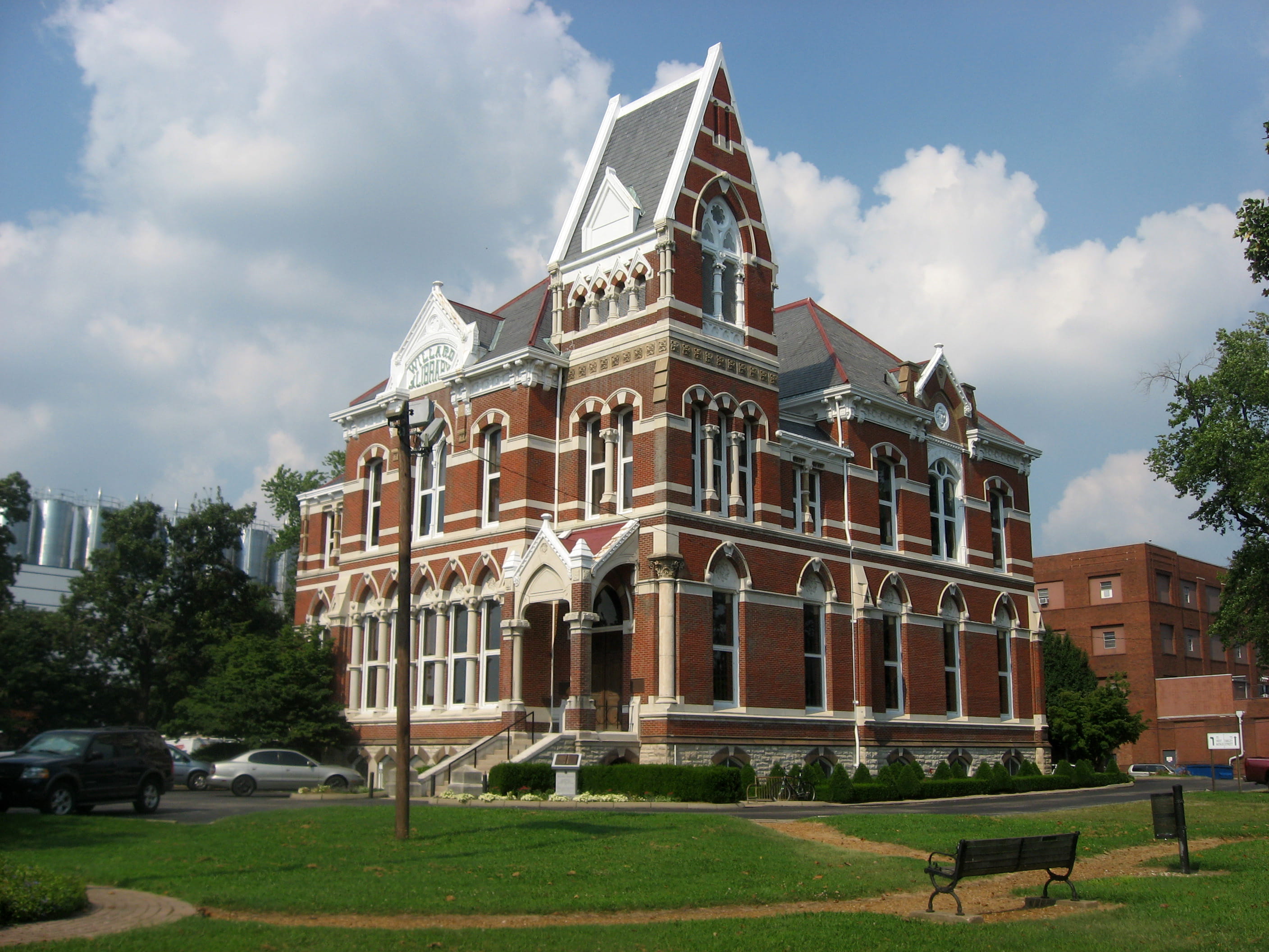 built Structure, evansville, day, lawn, 2K, architecture, library, nature, tree, sky, incidental people, willard, house, indiana, plant, Willard Library, HD Wallpaper