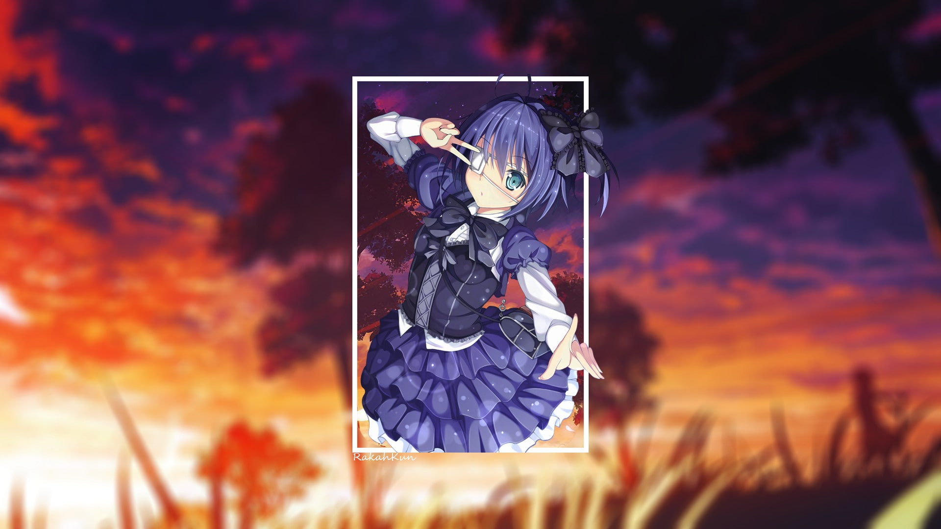 1080P, anime girls, anime, nature, Chuunibyou demo Koi ga Shitai!, sunset, Takanashi Rikka, landscape, HD Wallpaper