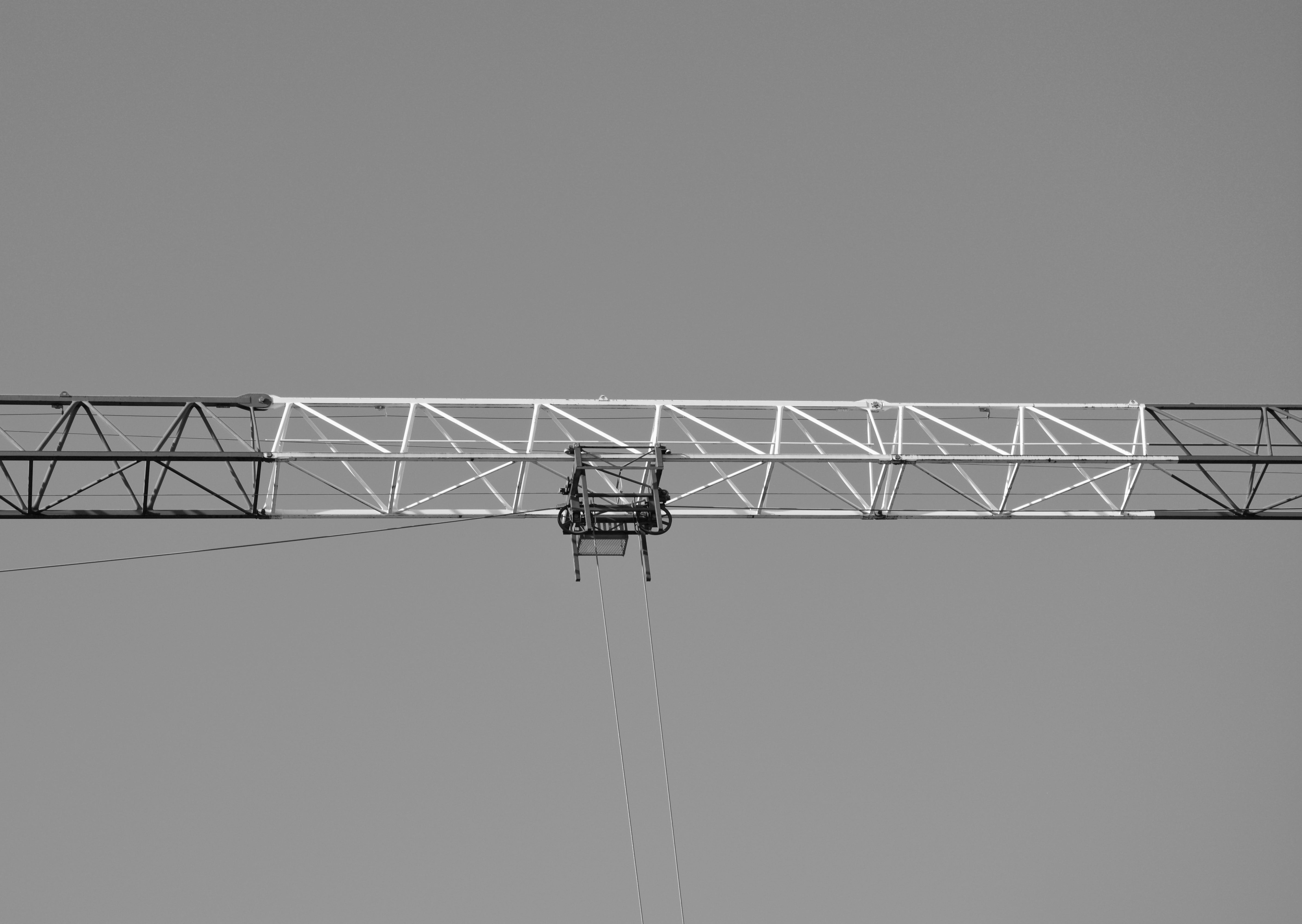 crane arm, nature, low angle view, development, work, gear, site, cables, clear sky, crane, occupation, construction industry, lifting, machine, 5K, sky, HD Wallpaper