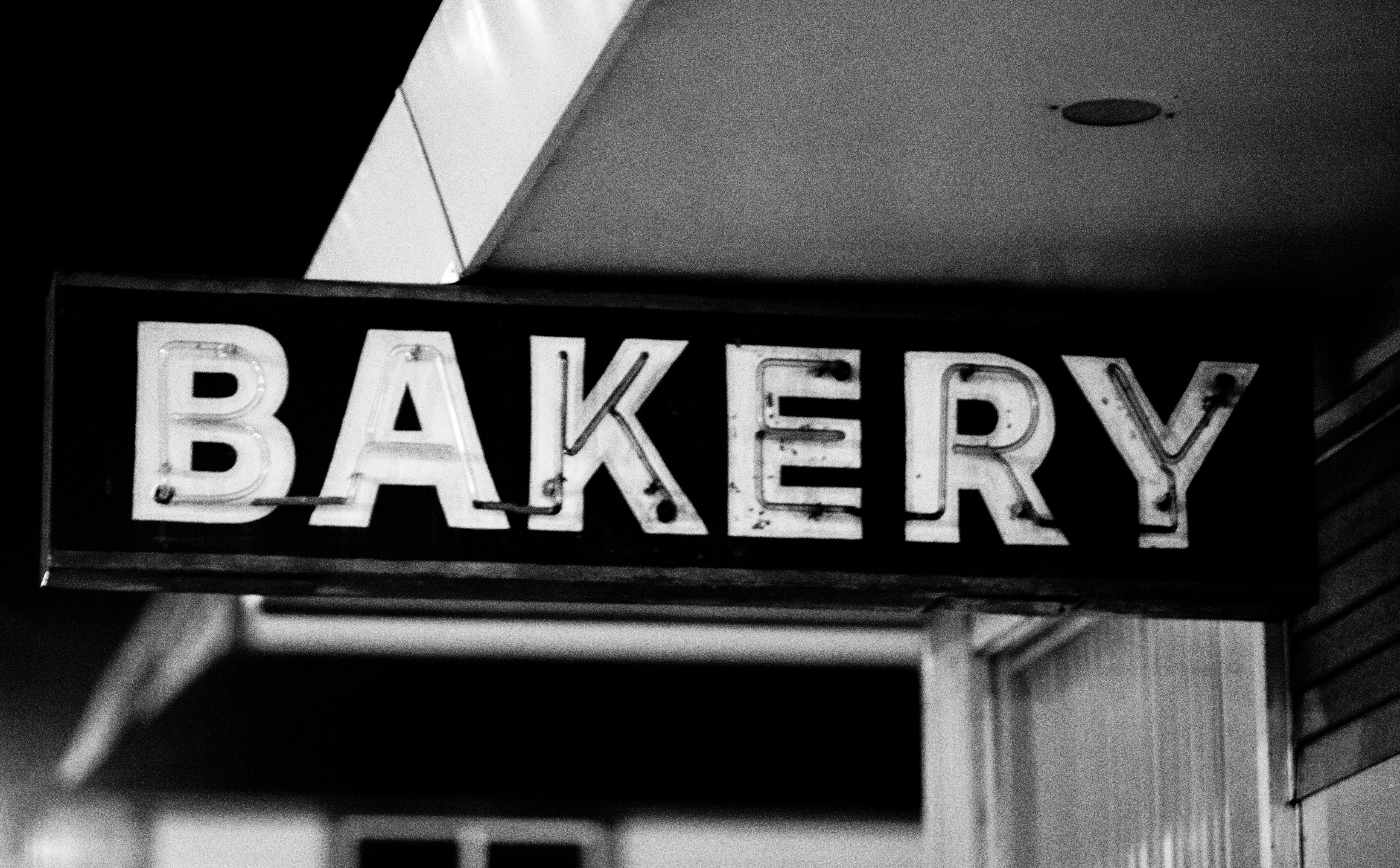 ceiling, night, bakery, illuminated, low angle view, store sign, text, business, Neon, sign, united states, outdoors, information sign, United States of America, HD Wallpaper