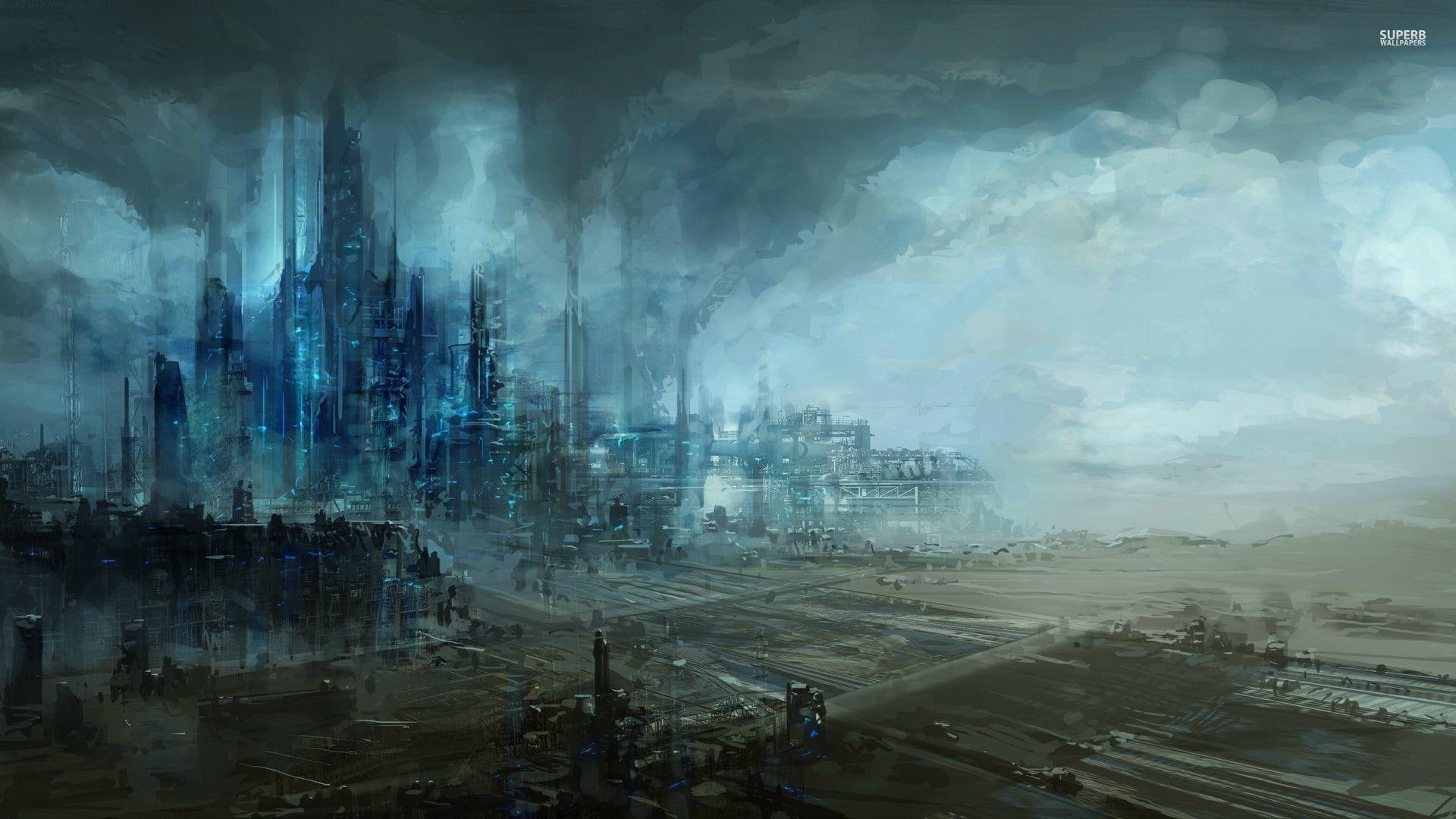 futuristic, 1080P, industrial, area, fantasy, HD Wallpaper