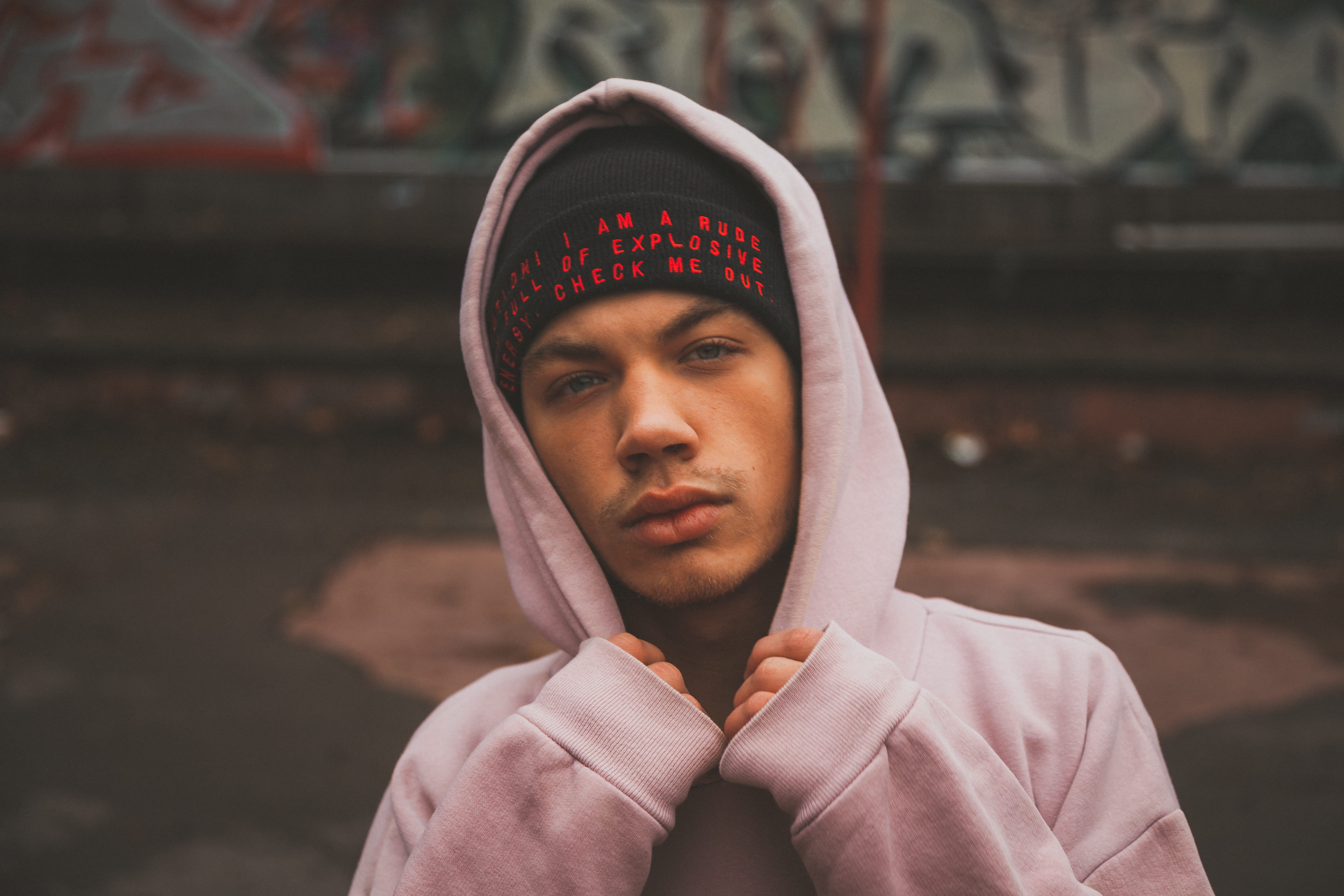 portrait, casual clothing, black, teenager, wearing, focus on foreground, bennies, hooded shirt, young men, young adult, day, real people, front view, headshot, HD Wallpaper