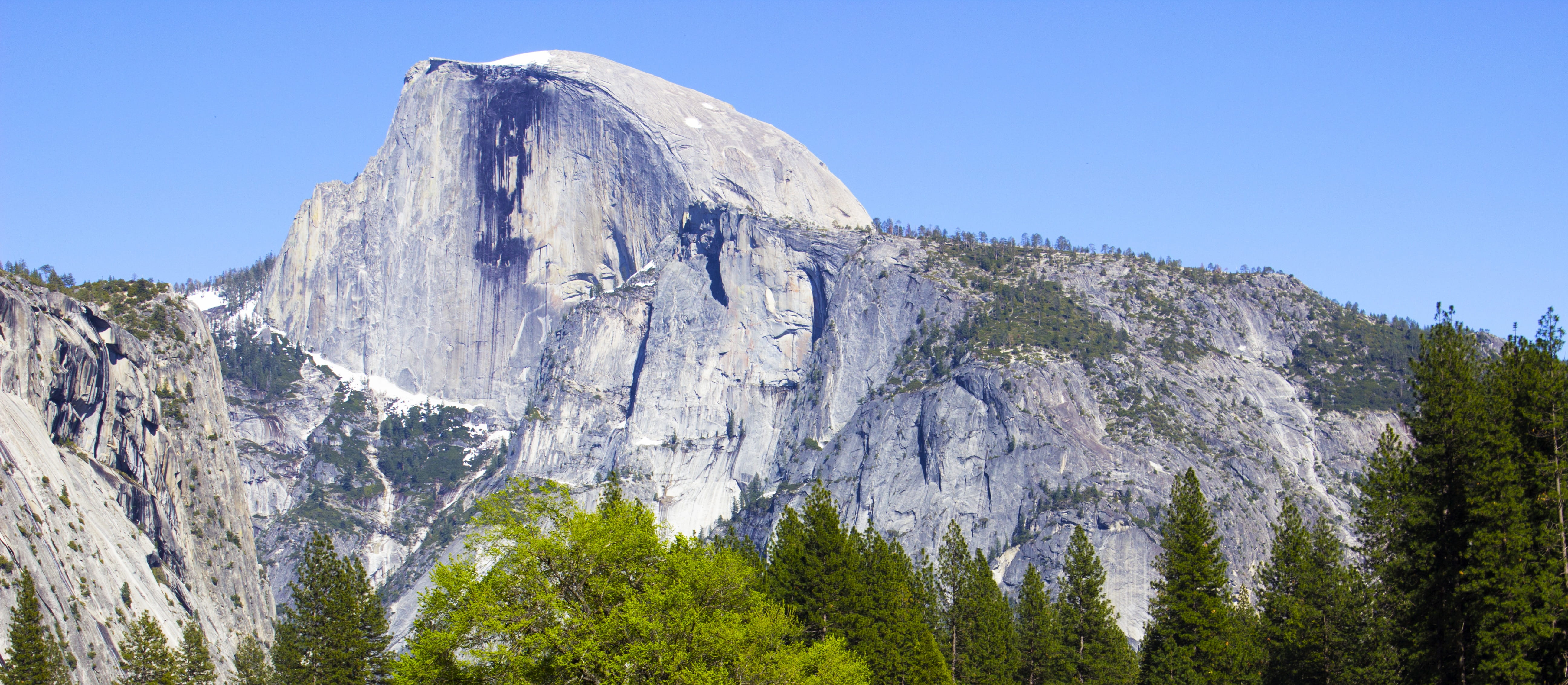 america, Yosemite, clear sky, day, environment, beauty in nature, panorama, california, no people, mountain peak, park, formation, usa, granite, mountain range, HD Wallpaper