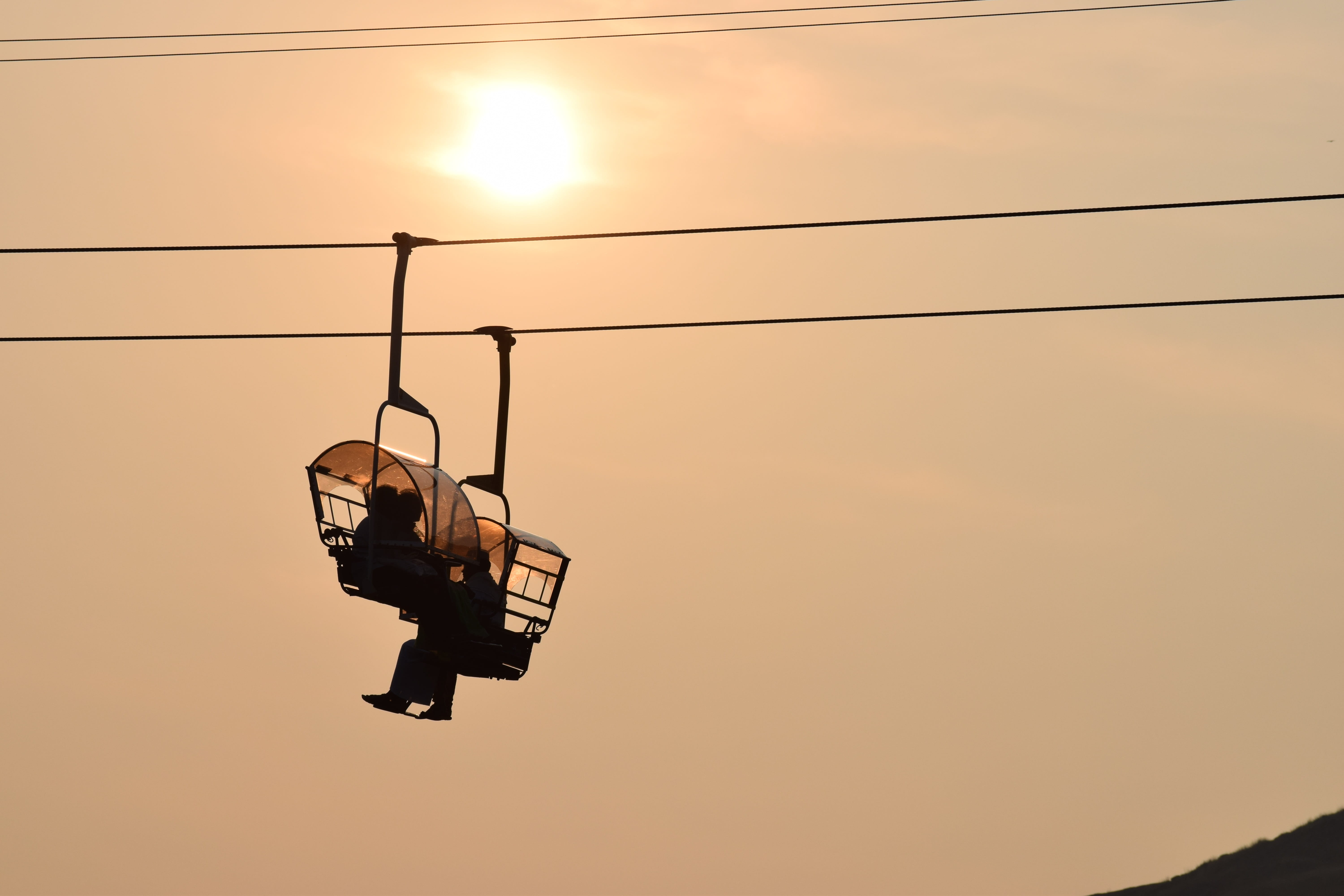 cable, sunset, motion, silhouette, sky, sport, nature, full length, transportation, sunlight, sun, kerala, skyway, low angle view, technology, people, sign, HD Wallpaper