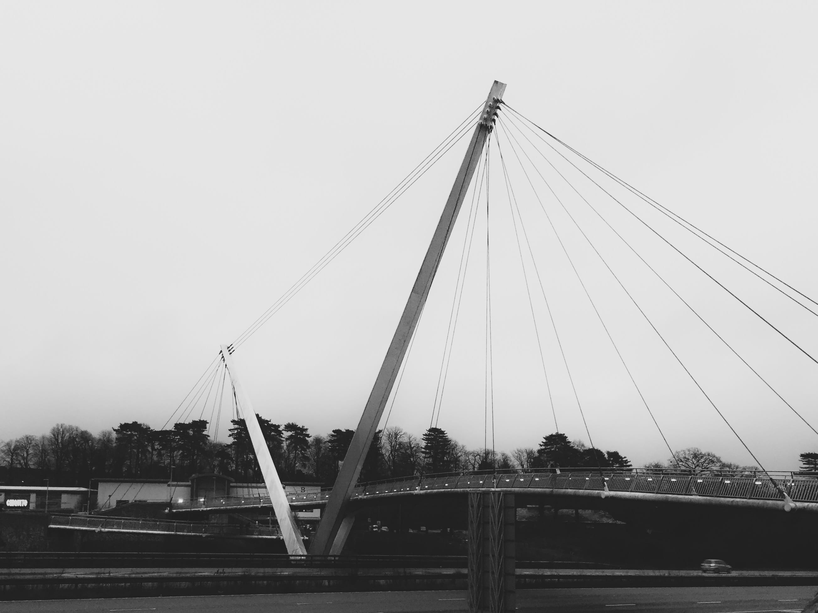 built structure, bridge, suspension bridge, engineering, skyway, architecture, brideway, cable-stayed bridge, clear sky, 2K, river, footpath, connection, HD Wallpaper
