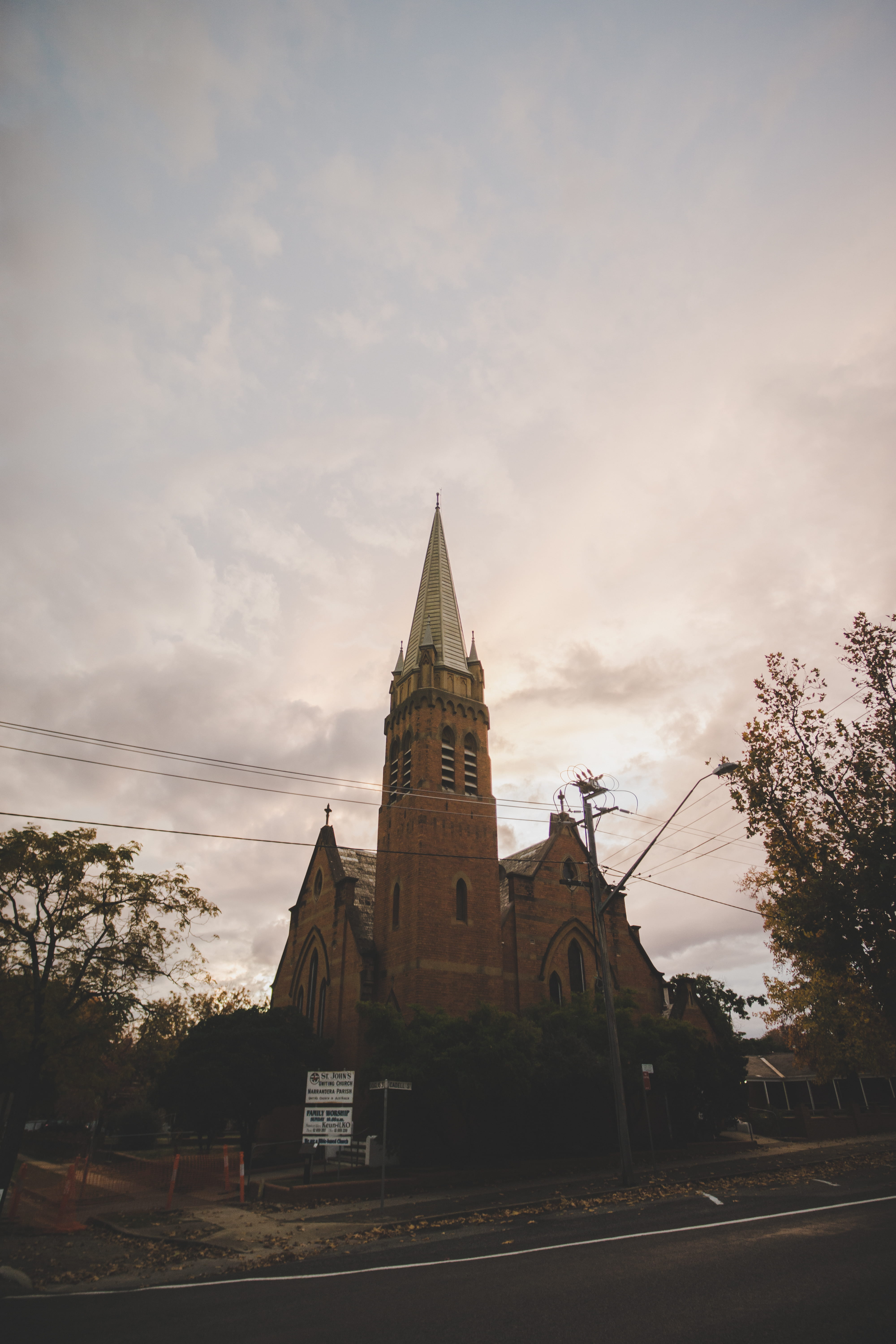 autumn, moody, building exterior, the past, sunset, 5K, travel destinations, outdoors, spirituality, cold, cloud - sky, landscape, winter, australia, building, Phone HD Wallpaper