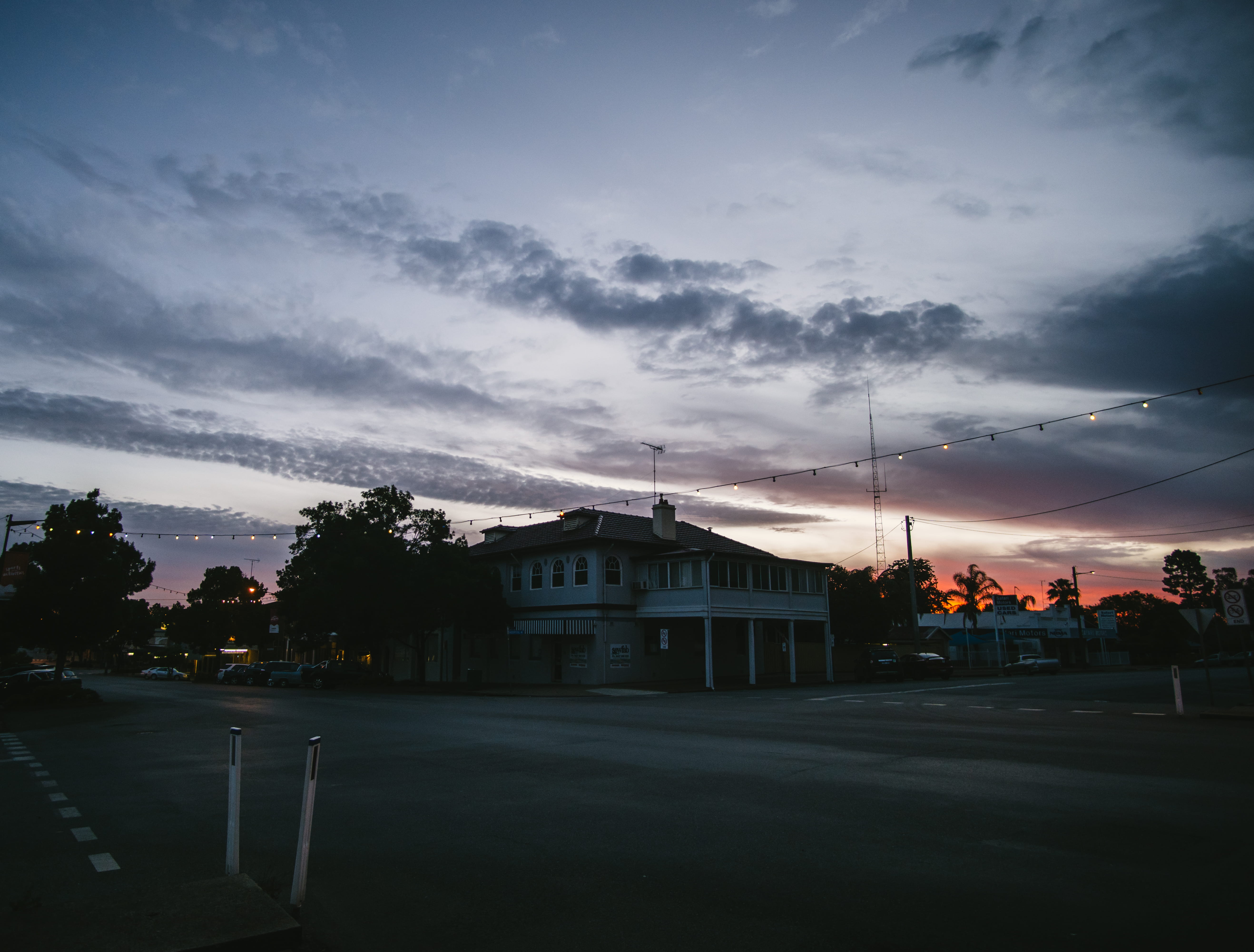 narrandera, illuminated, outdoors, cloud - sky, house, australia, building exterior, architecture, building, road, dusk, nature, residential district, no people, HD Wallpaper