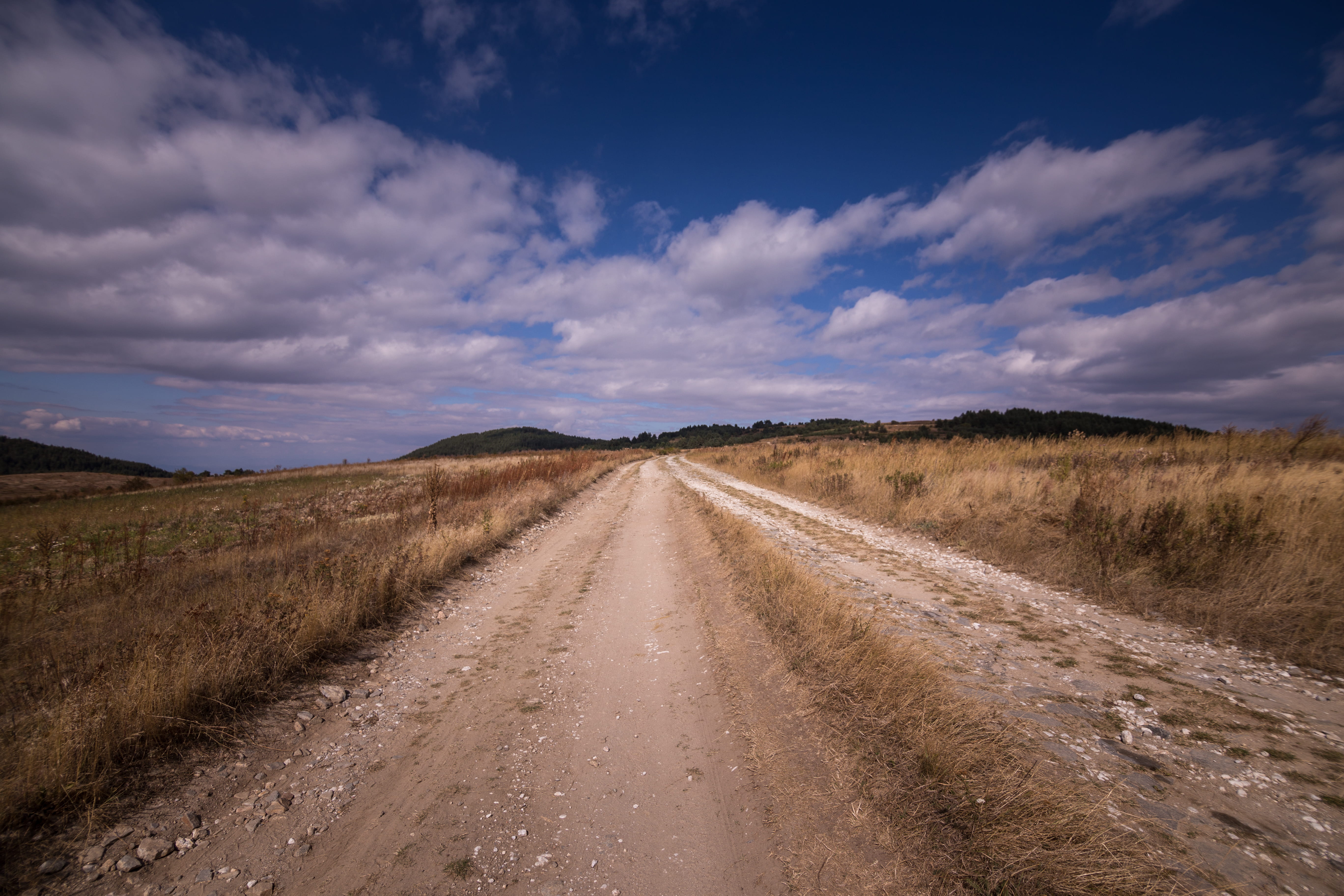remote, grass, environment, landscape, field, rural, tranquility, clouds, daylight, land, no people, direction, countryside, outdoors, cloud - sky, dirt road, HD Wallpaper