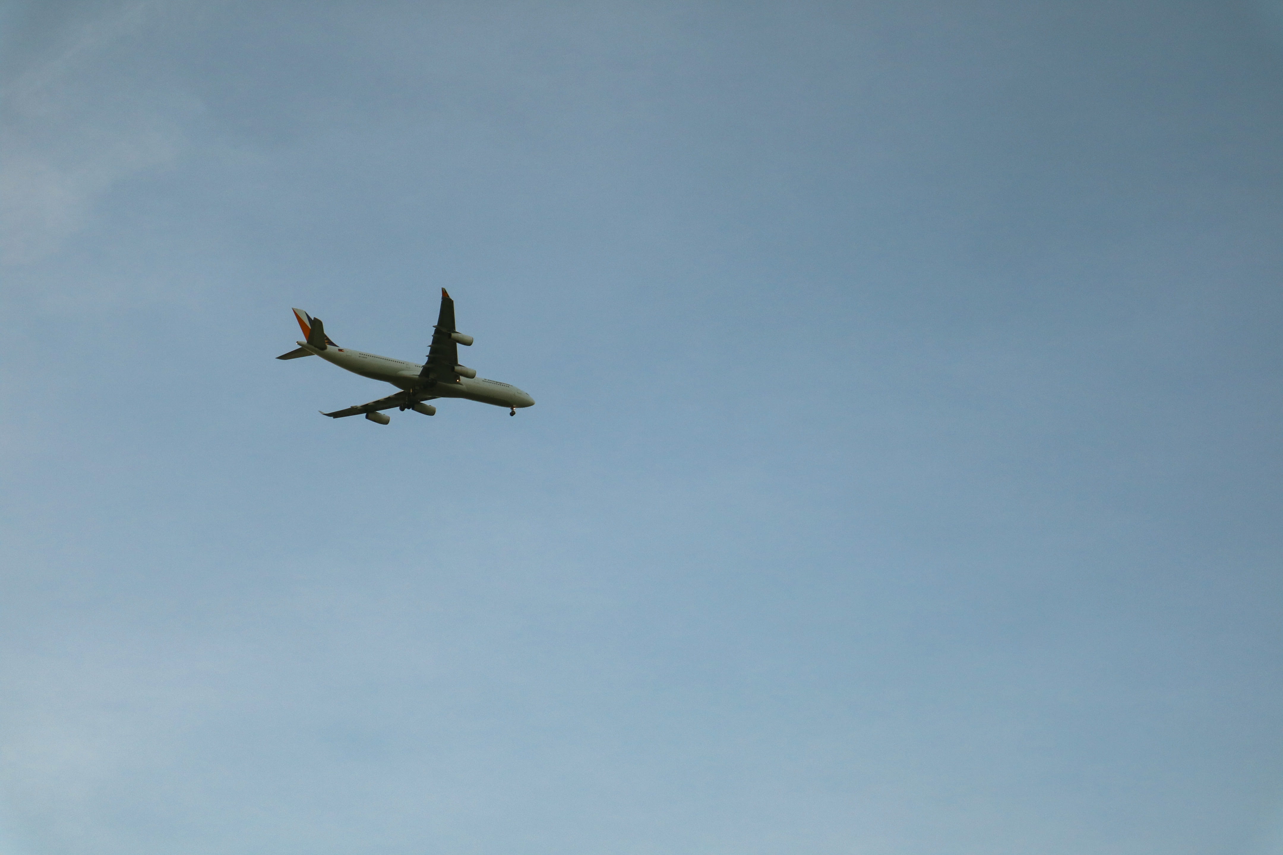 spread wings, copy space, transportation, flying, cloud, outdoors, plane, day, cebu city, travel, no people, airplane, blue, philippines, on the move, mid-air, HD Wallpaper
