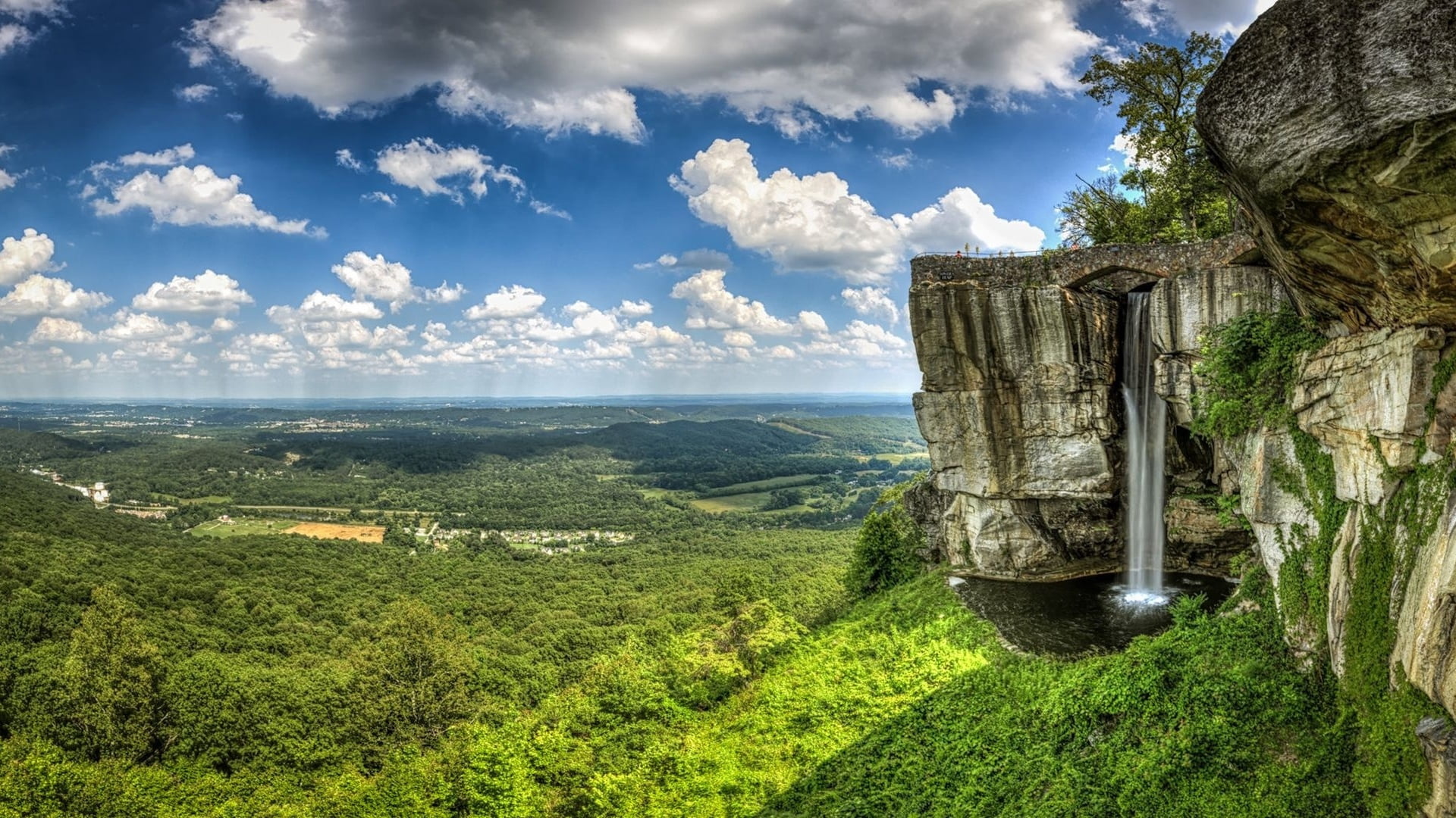 clouds, green, famous Place, land, field, plant, no people, clearly, environment, tourism, tranquil scene, nature, mountain, rock - Object, growth, tree, HD Wallpaper