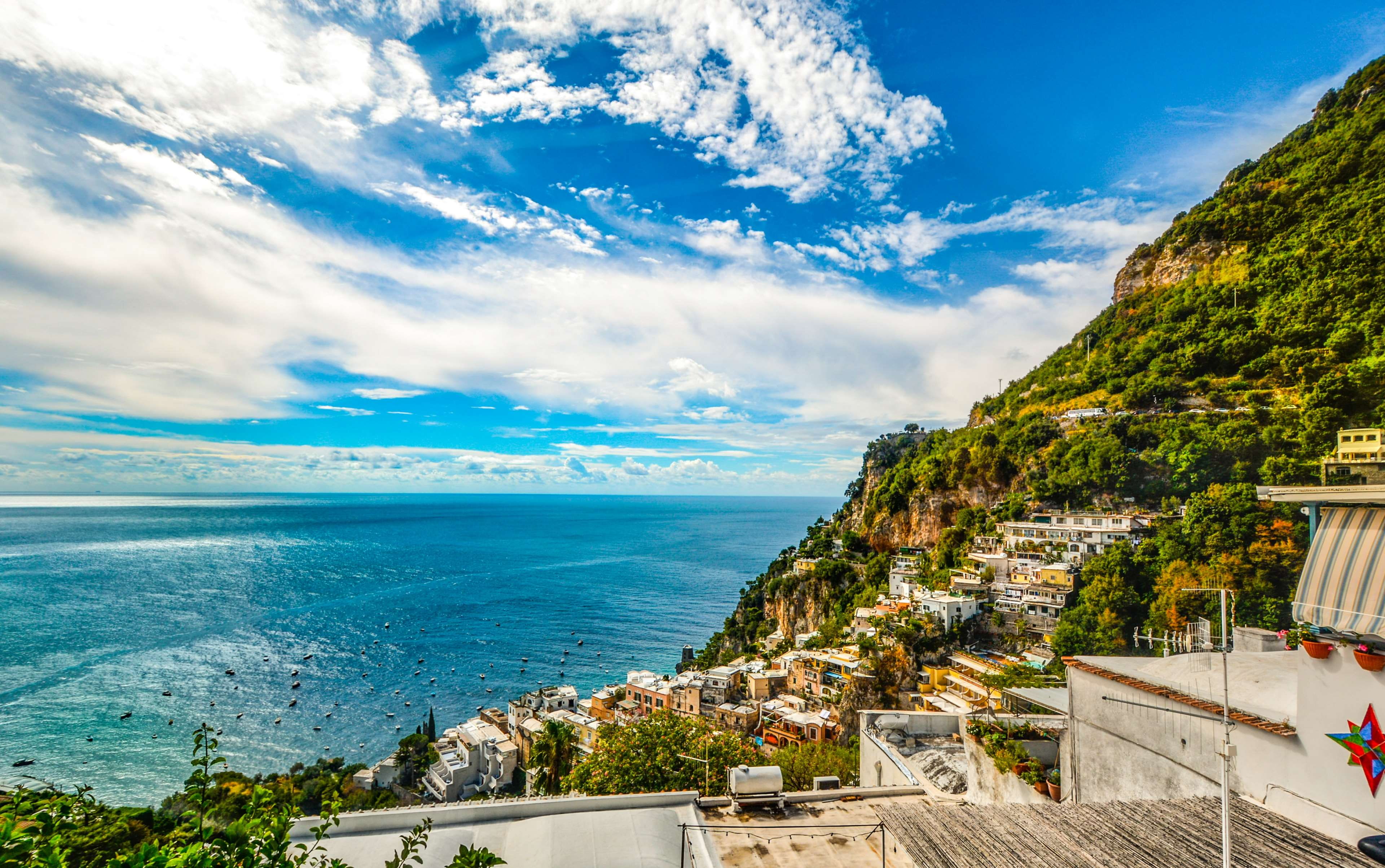 townscape, ocean, europe, mountain, coastal, city, sky, no people, beauty in nature, hillside, clouds, tree, bay, horizon over water, cloud - sky, scenics - nature, HD Wallpaper