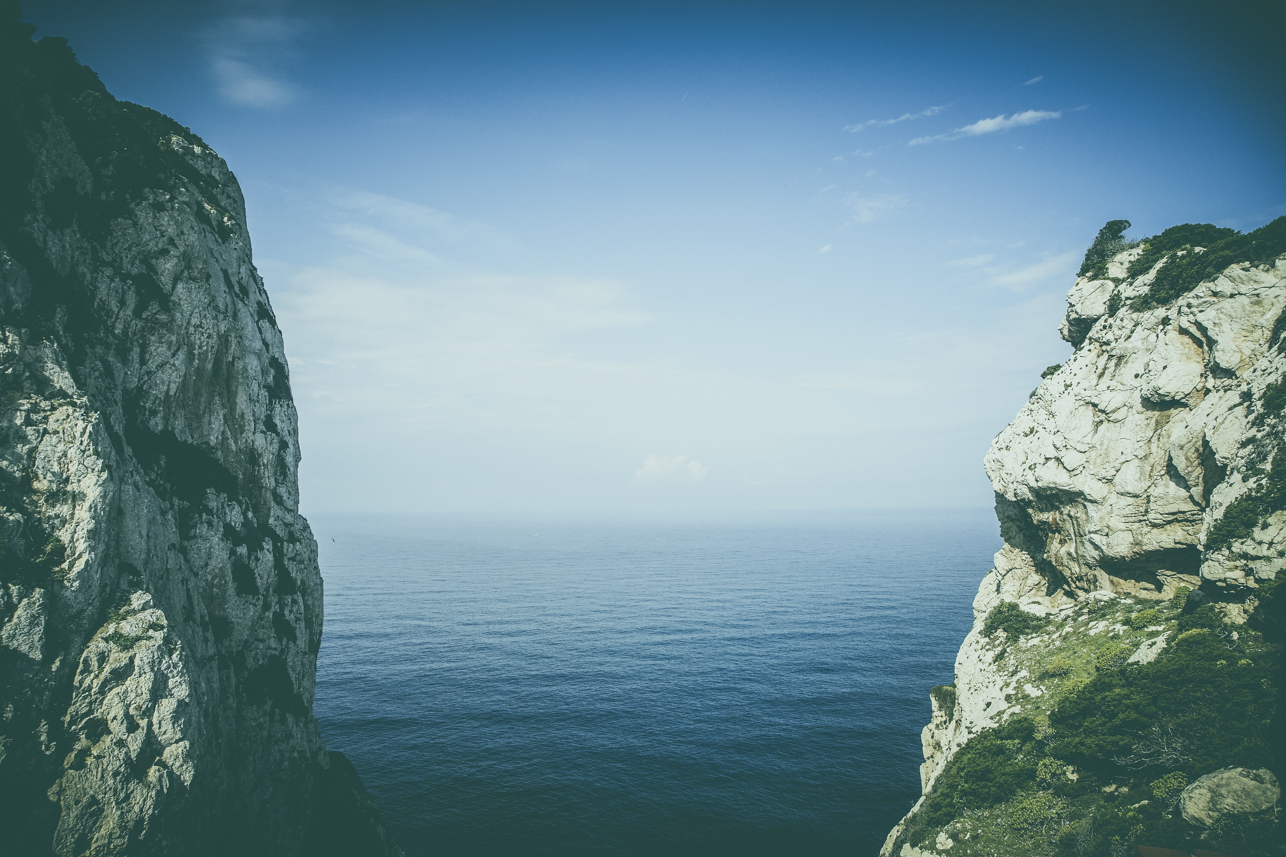 cliff, rock - object, tranquility, holiday, beach, sky, scenics - nature, rock formation, corsica, solid, france, tranquil scene, near, horizon, 4K, rock, HD Wallpaper