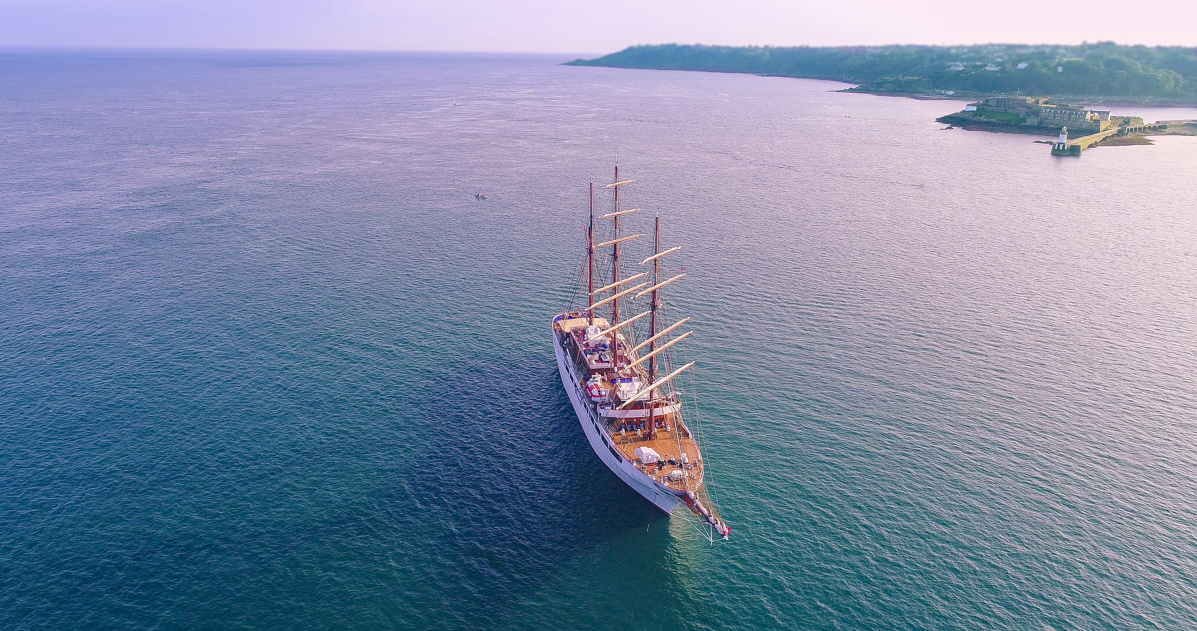 ship, mode of transportation, enrapture, high angle view, land, turquoise colored, no people, sea, aerial view, day, sea cloud ii, tranquility, 4K, water, HD Wallpaper