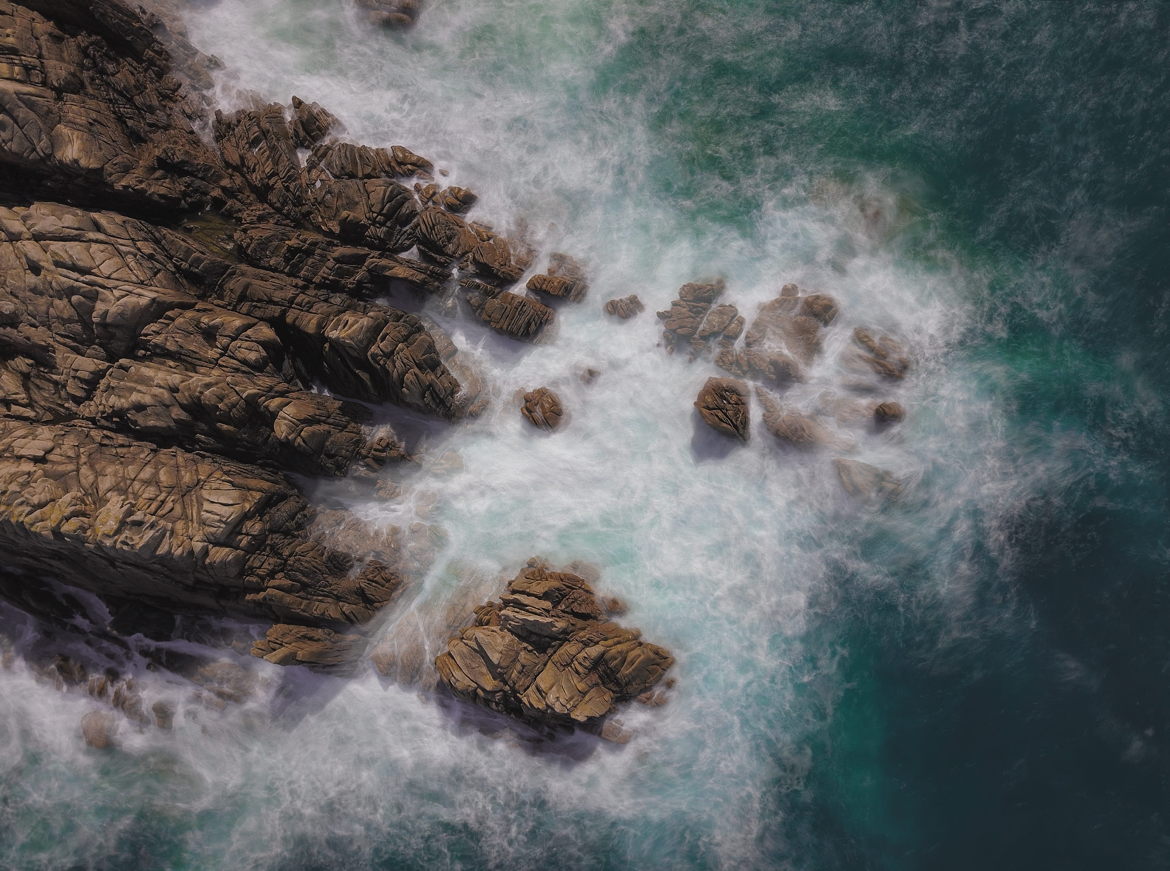 long exposure, photography, land, day, sea, nature, daytime, high angle view, scenics - nature, flowing water, motion, steam, tranquility, rock, ocean, HD Wallpaper