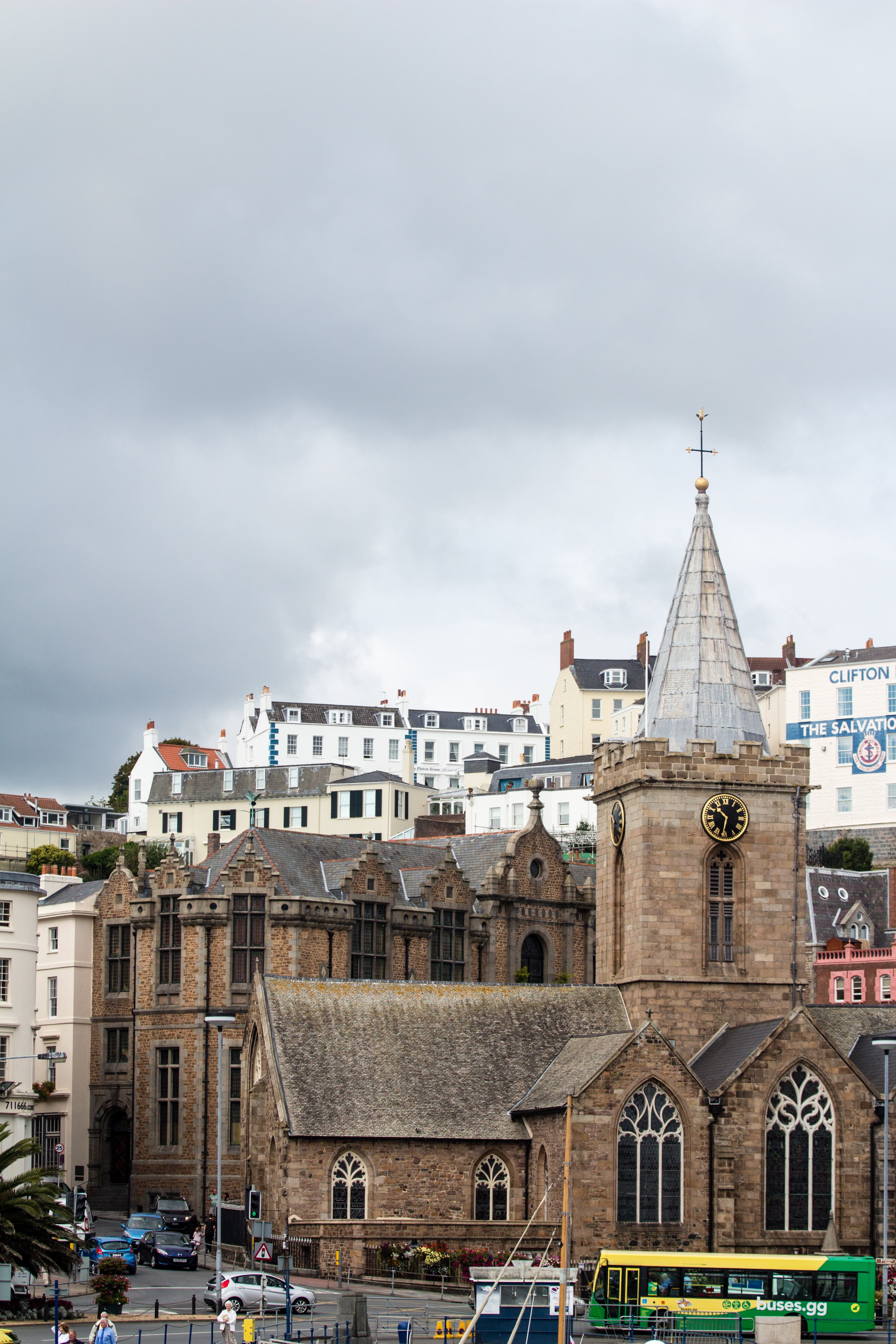 sky, residential district, outdoors, city, spire, spirituality, tower, church, day, place of worship, overcast, architecture, nature, building exterior, Phone HD Wallpaper