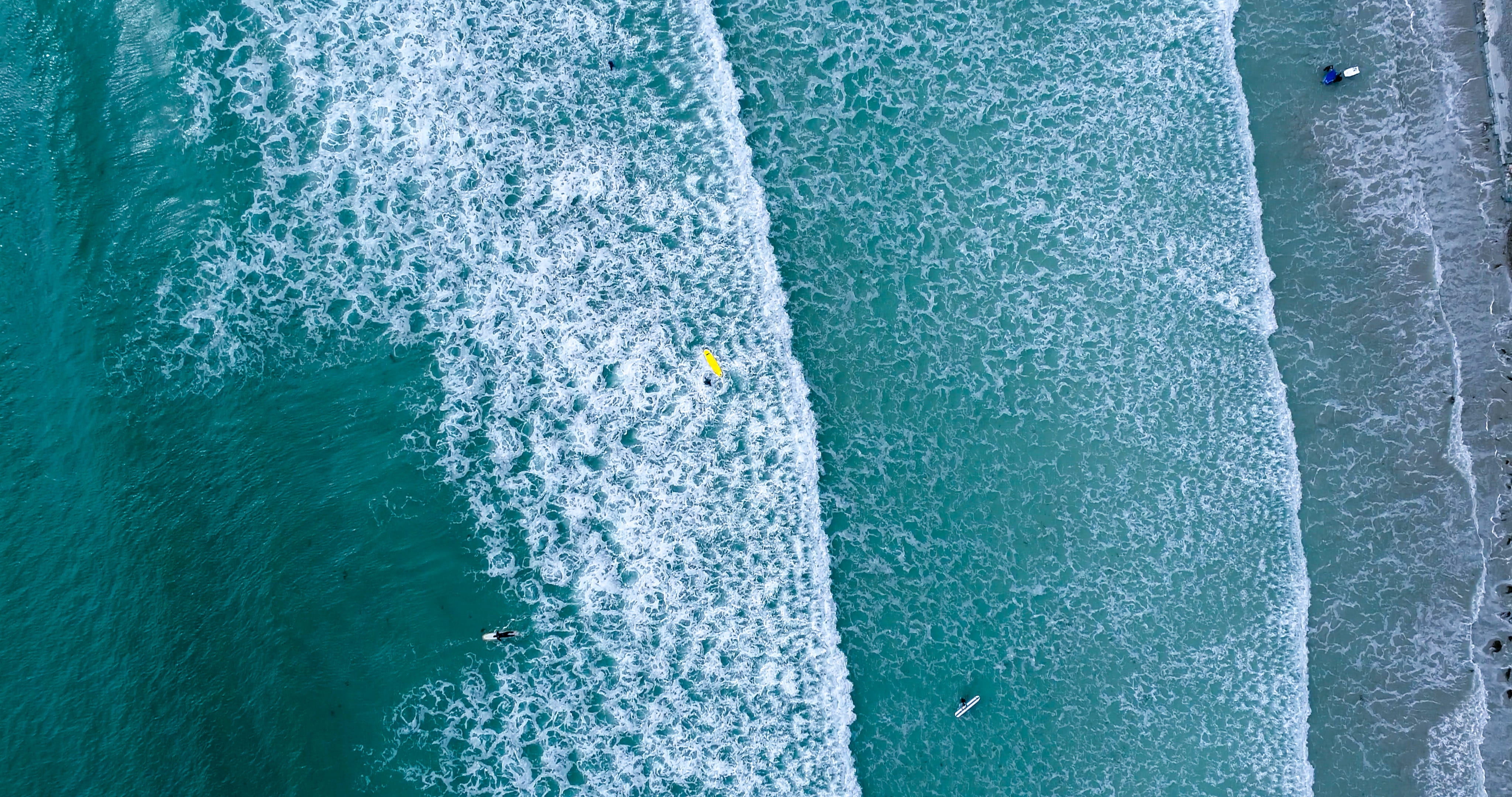 carrying, season, summer, weather, ice, vazon bay, from above, white, water, nature, surfers, aerial view, blue, ocean, textured, cold - Temperature, pattern, HD Wallpaper