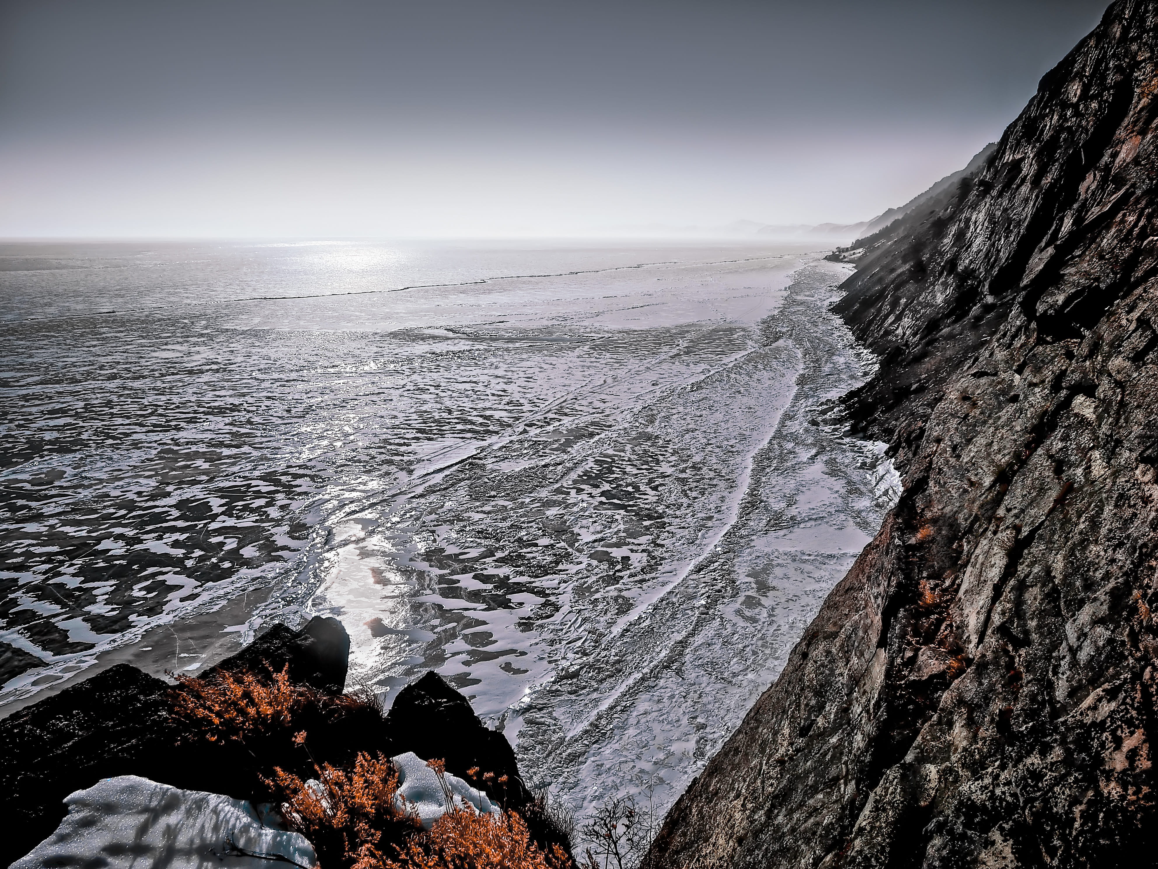scenic, idyllic, outdoors, people, sea, tranquility, mountains, seawaves, rocks, landscape, non-urban scene, snowcapped mountain, cold temperature, seascape, HD Wallpaper