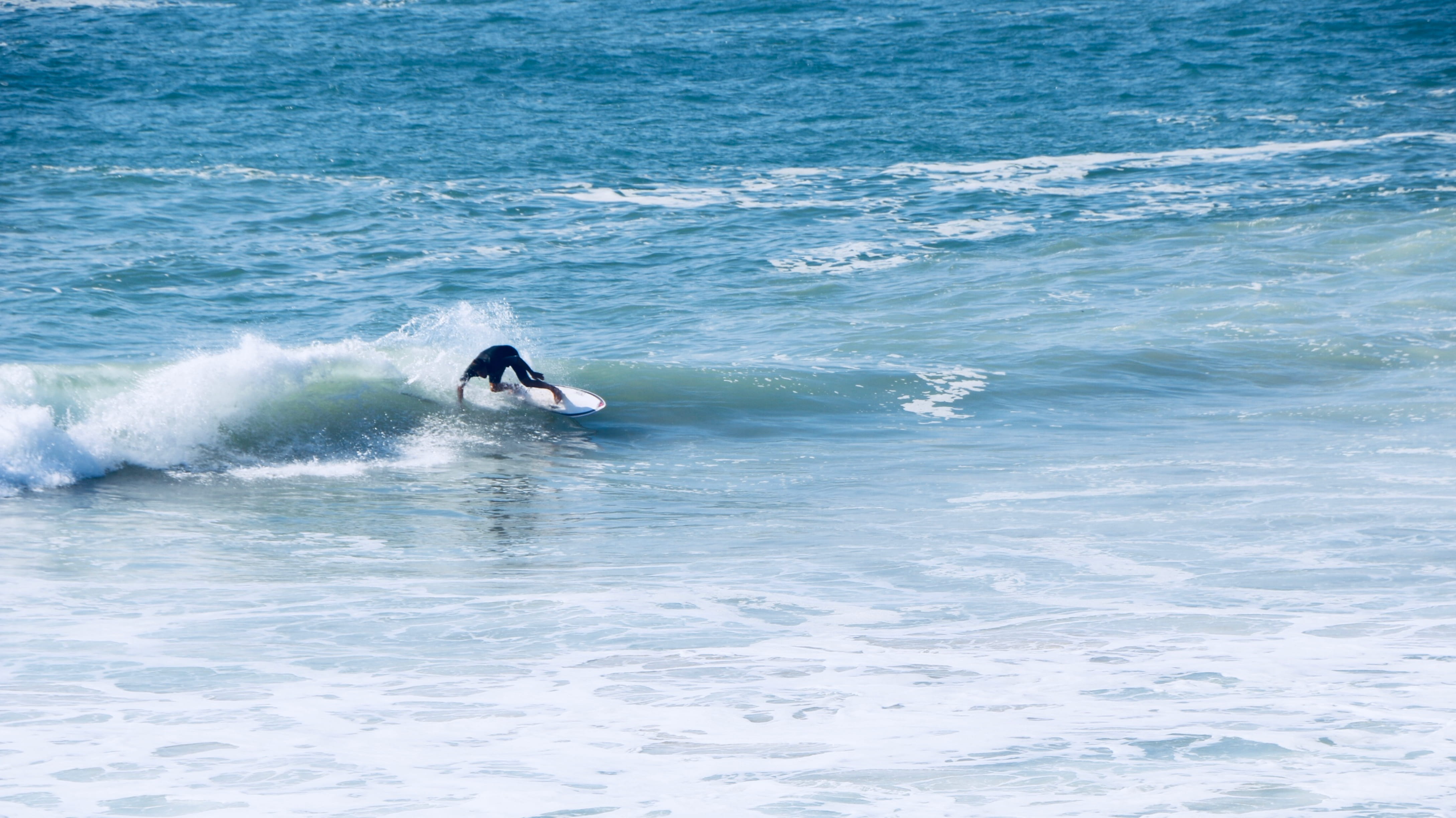 one person, real people, surfing, france, outdoors, blue, motion, wave, waterfront, power in nature, day, water, beauty in nature, one animal, sport, swimming, HD Wallpaper