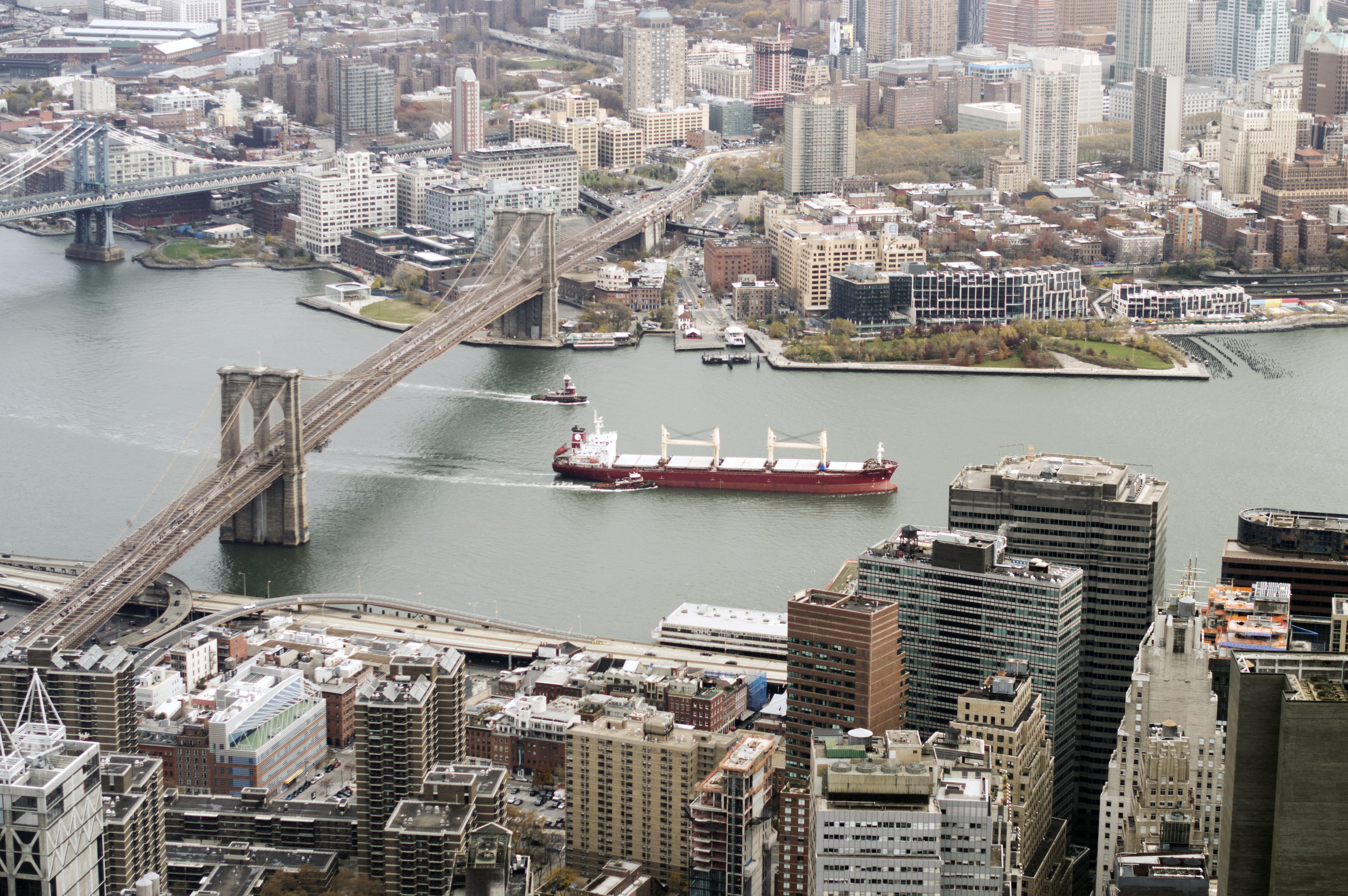 cityscape, water, skyscraper, architecture, traffic, windows, park, skyview, city, no people, nature, connection, day, transportation, boat, suspension, HD Wallpaper