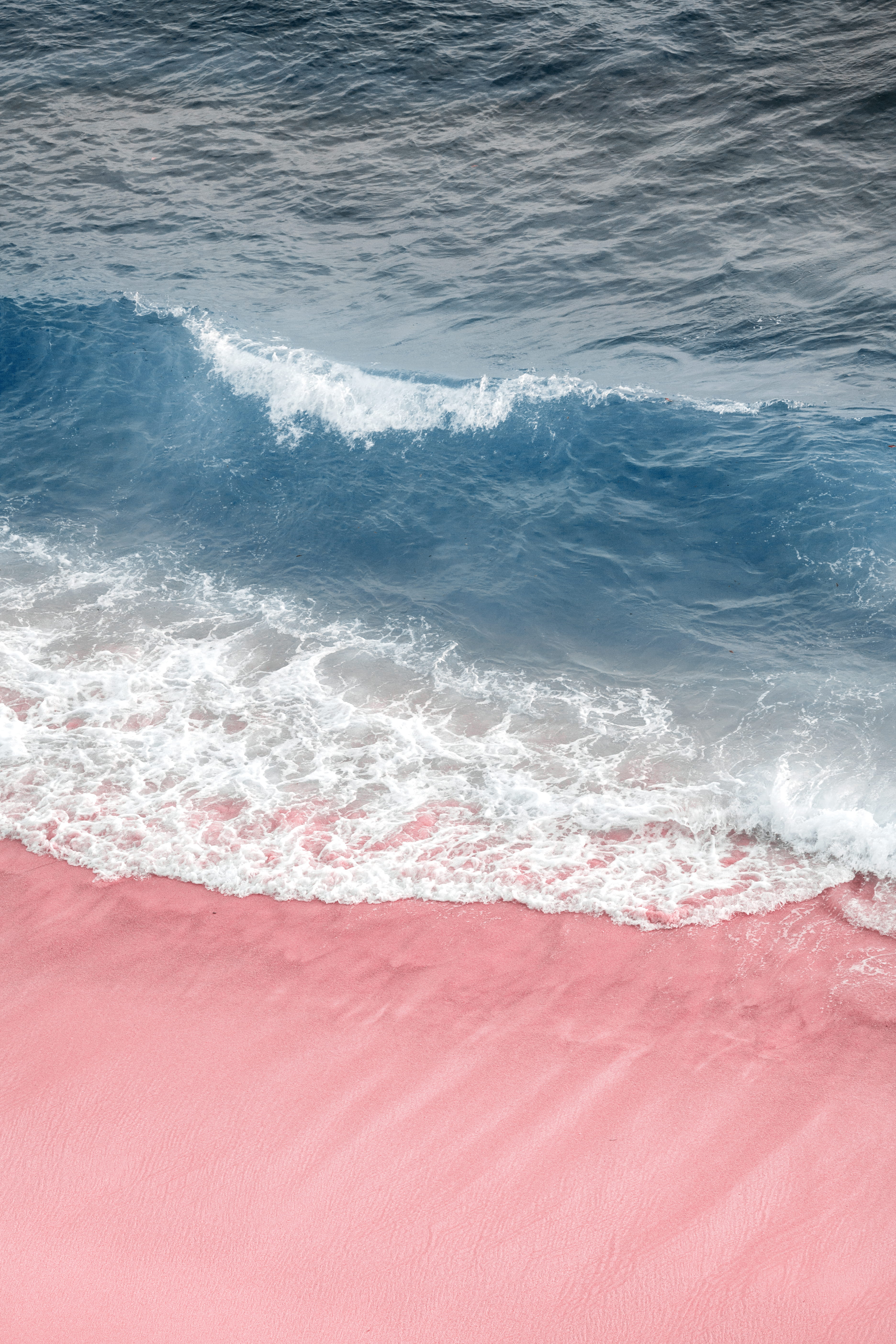 pink, water, ocean, day, sand, motion, 5K, blue, rushing, coast, rose, color, sea waves, beauty in nature, summer, land, surfing, high angle view, power in nature, Phone HD Wallpaper