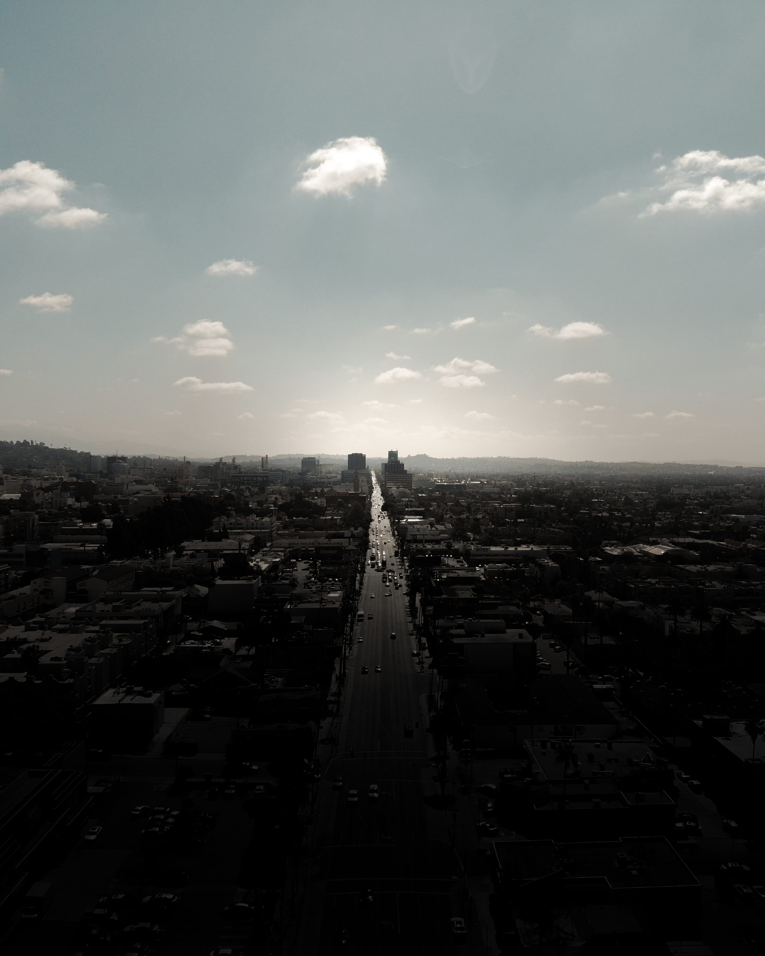 sunset, cloud - sky, environment, los angeles, photography, la, travel destinations, travel, high angle view, hollywood, building, 2K, aerial photography, Phone HD Wallpaper