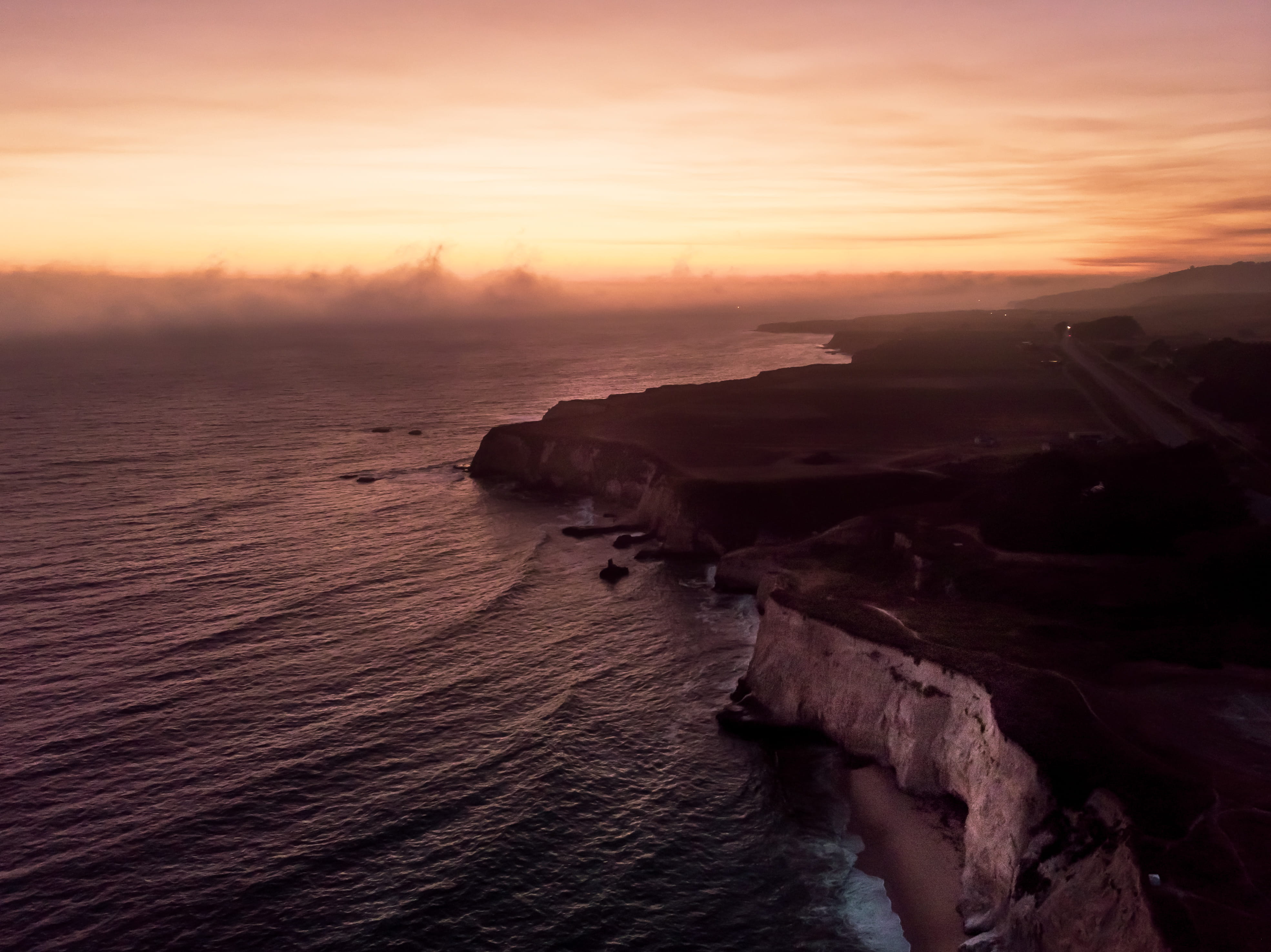 coastline, sky, no People, sunset, near, famous Place, nature, atlantic Ocean, aerial, coast, landscape, cliff, photography, mist, drone view, scenics, HD Wallpaper