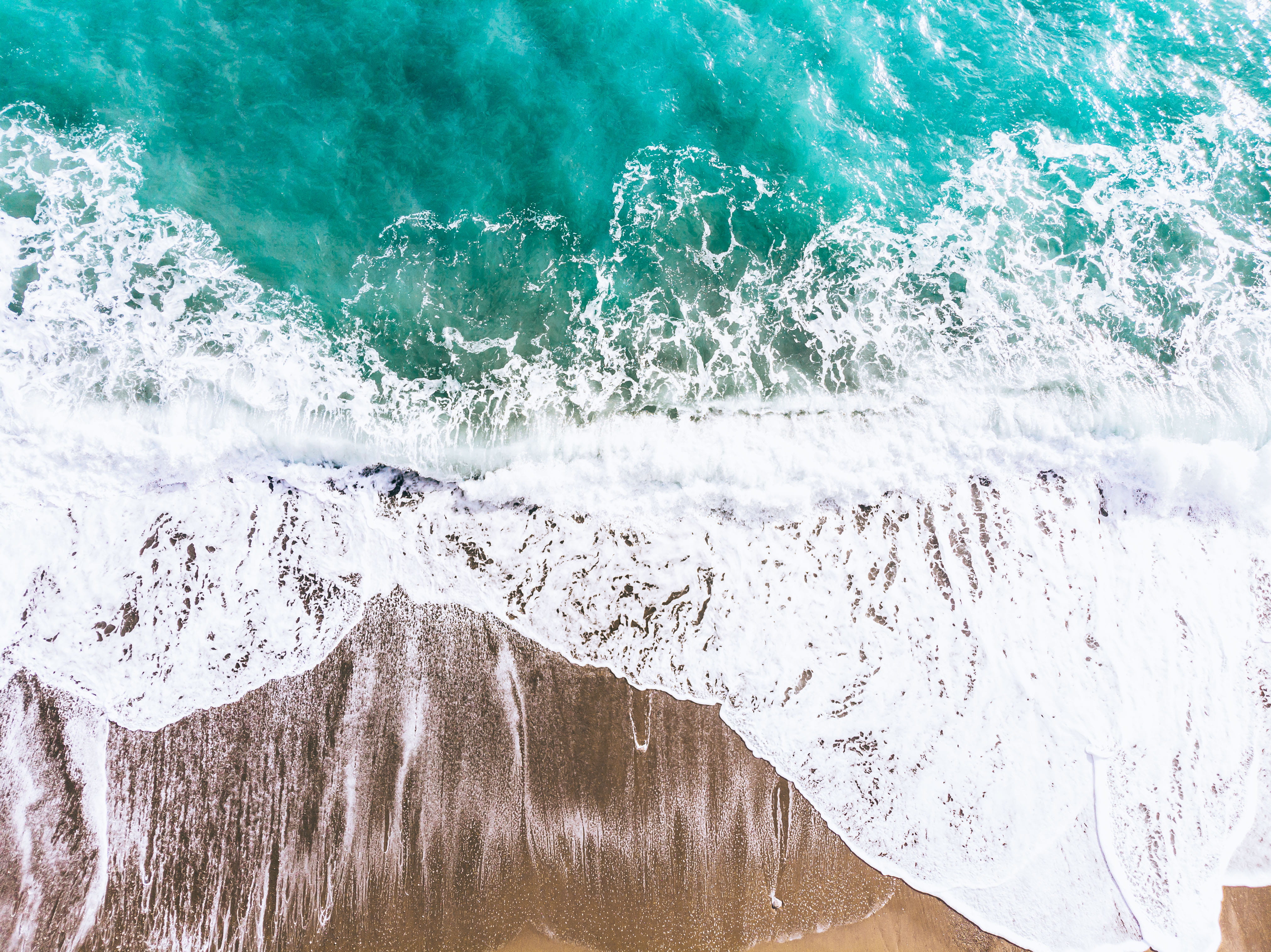 outdoors, sand, day, power in nature, wave, air, scenics - nature, bright, ocean, colorful, mavic air, drone view, photography, dji mavic air, beach, 4K, HD Wallpaper