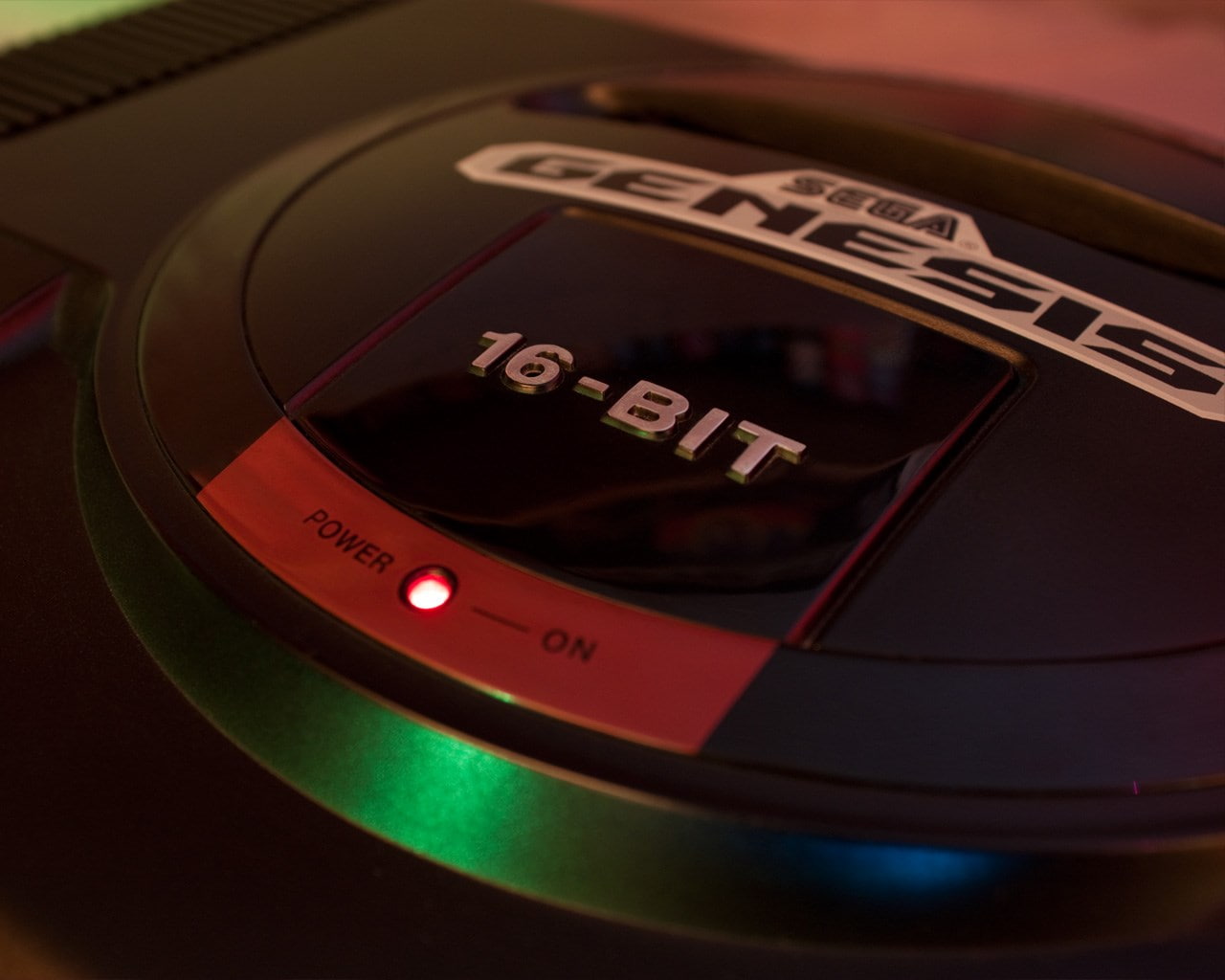 sega genesis, high angle view, close-up, turntable, record, text, control, music, 720P, motion, single object, reflection, focus on foreground, indoors, HD Wallpaper
