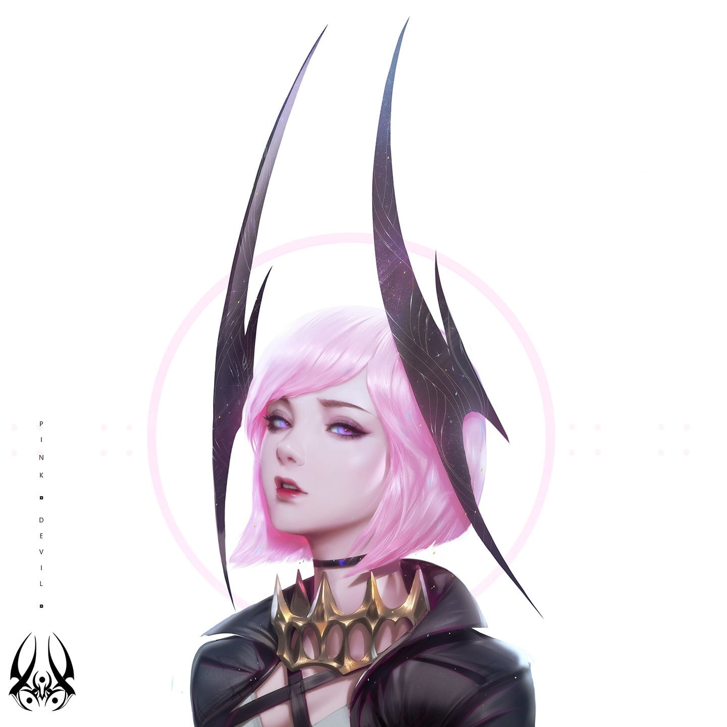 720P, pink hair, short hair, Zeronis, lipstick, digital, 3D, digital art, artwork, fantasy girl, white background, Phone HD Wallpaper